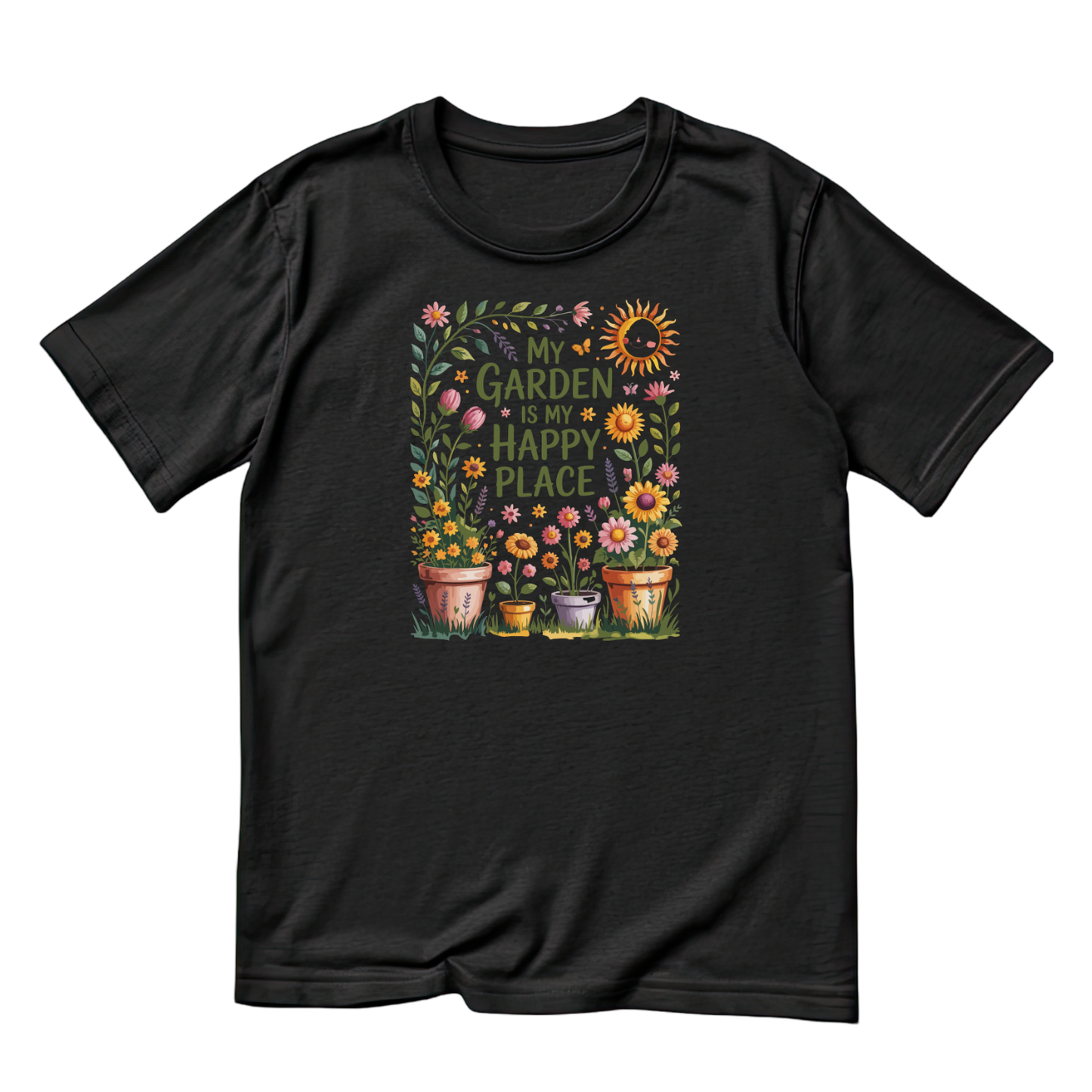 My Garden Is My Happy Place T-Shirt | Gardening Graphic Tee | Printed Shirt | Nature Lover
