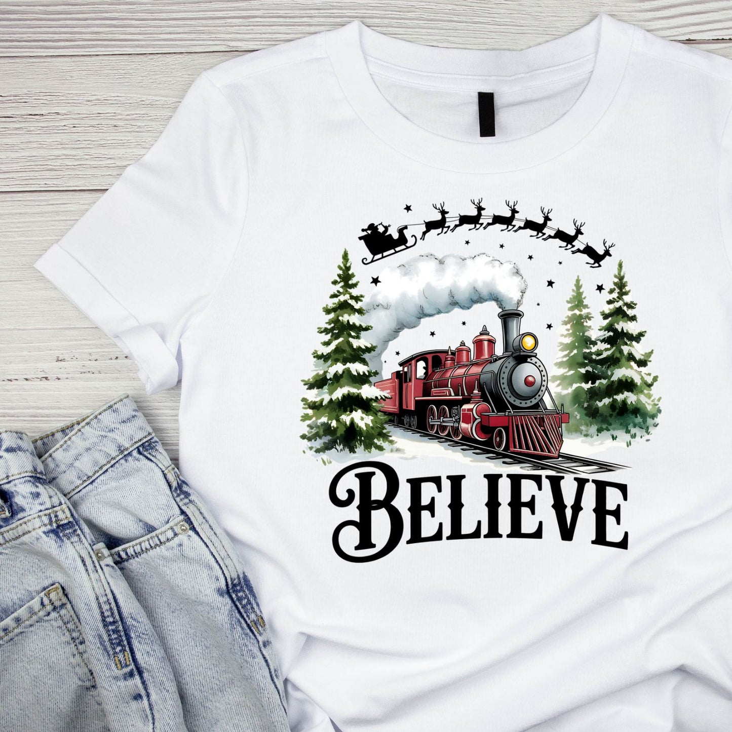 Believe Train Christmas T-shirt