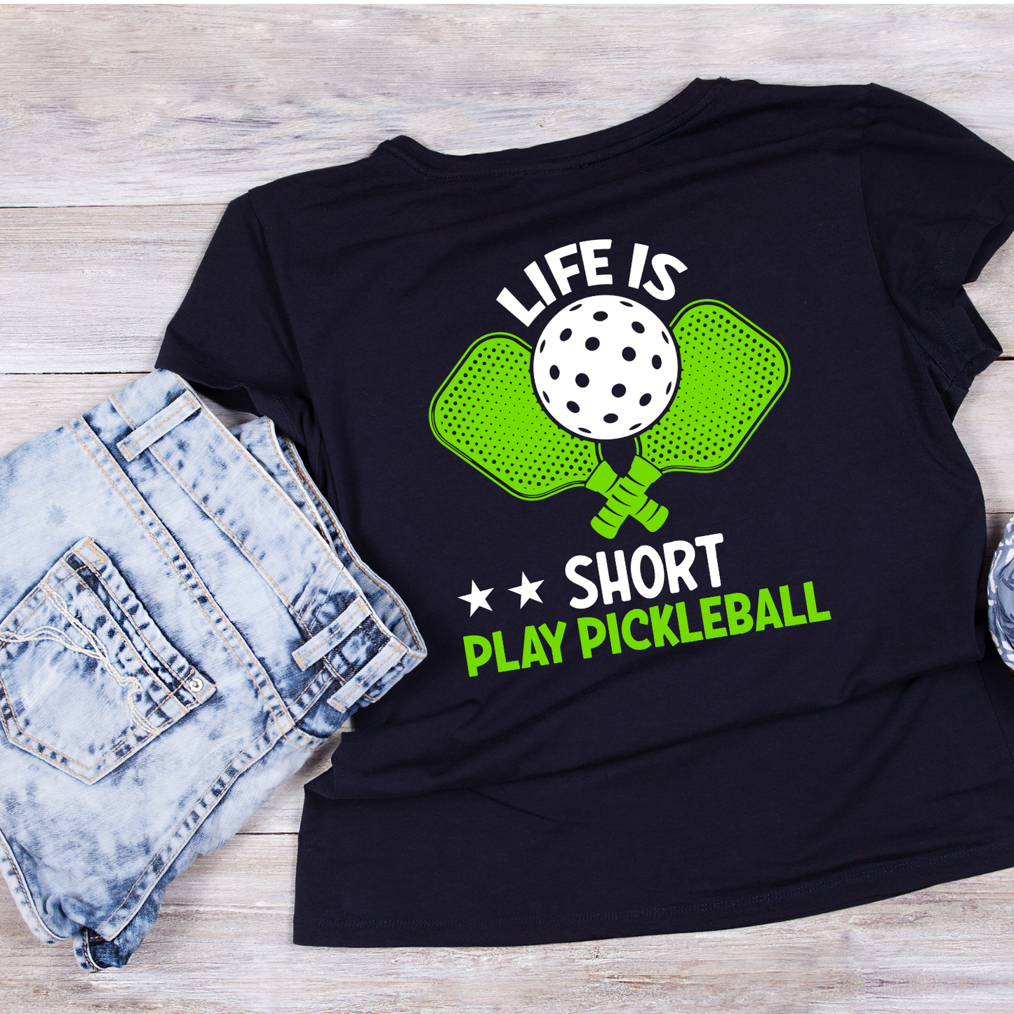 Life Is Short Play Pickleball T-shirt | Funny Graphic Tee | Sports Printed Shirt