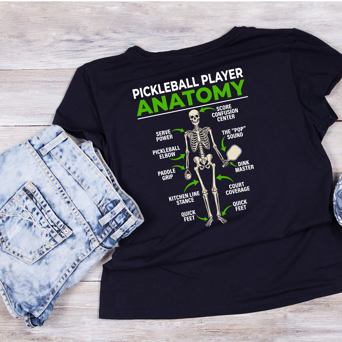 Pickleball Player Anatomy Skeleton T-shirt | Funny Graphic Tee | Sports Printed Shirt