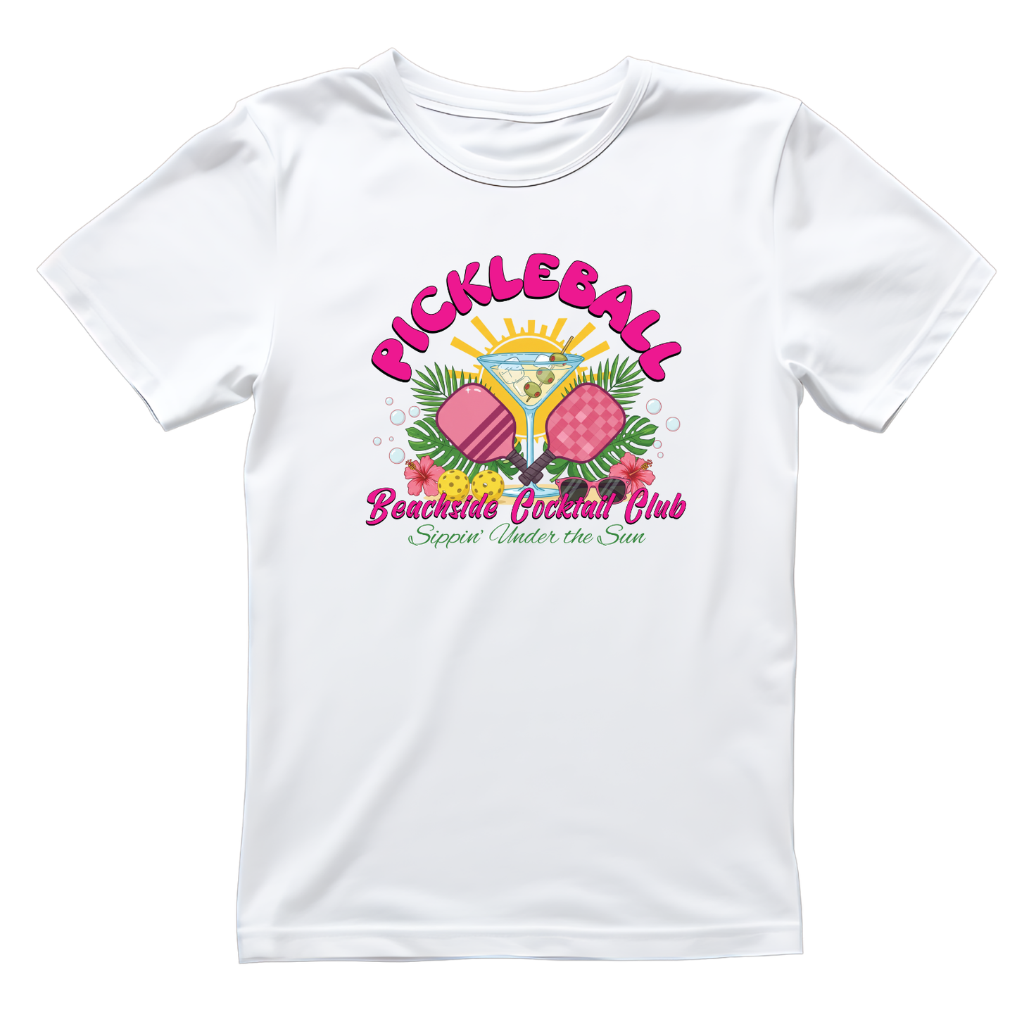 Pickleball Beachside Cocktail Club Sippin’ Under The Sun T-shirt | Graphic Tee | Sports Printed Shirt