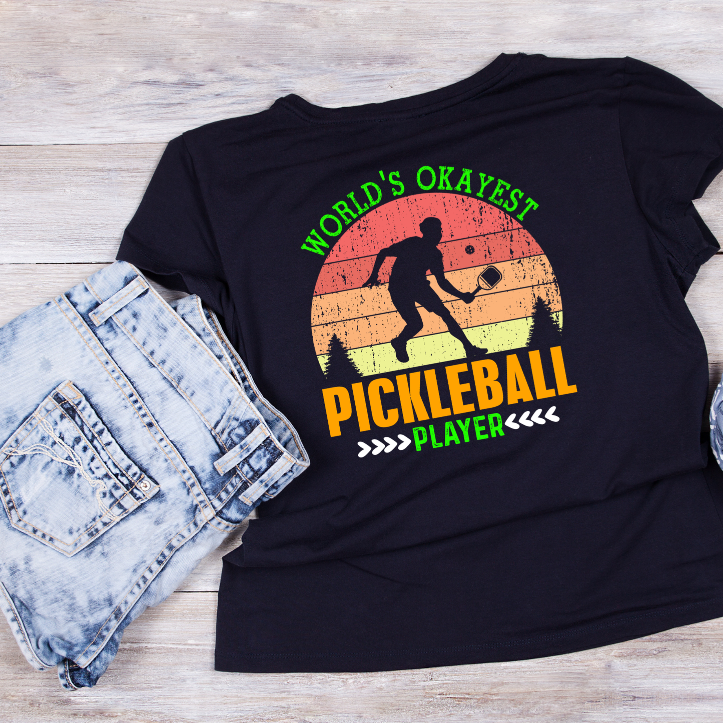 World’s Okayest Pickleball Player T-shirt | Funny Graphic Tee | Sports Printed Shirt