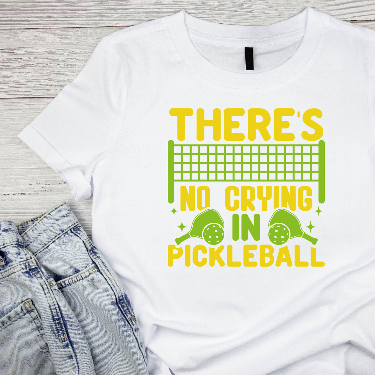 There’s No Crying In Pickleball Paddle T-shirt | Funny Graphic Tee | Sports Printed Shirt