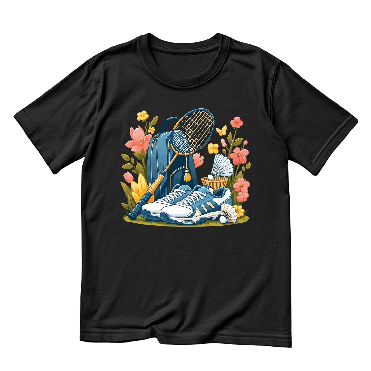 Retro Blue Badminton T-shirt