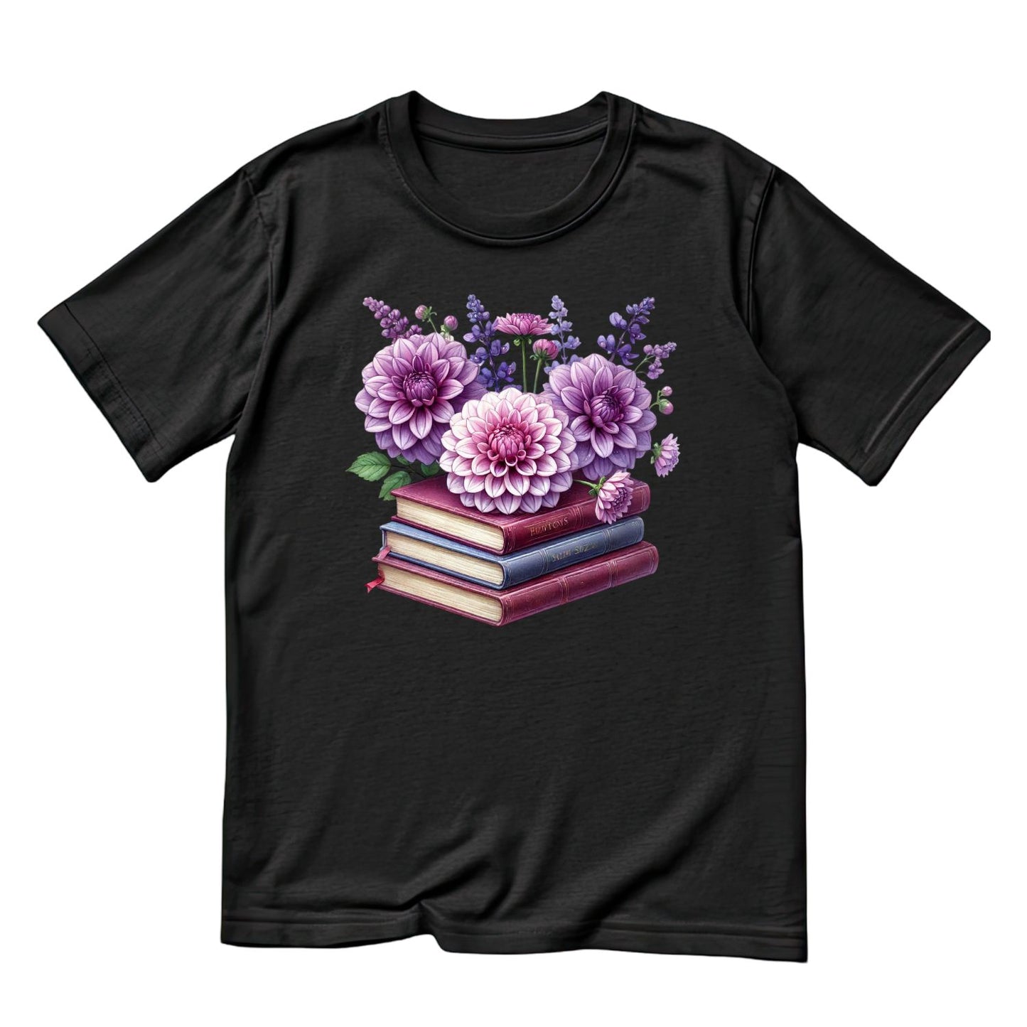 Purple Dahlia Vintage Books T-shirt