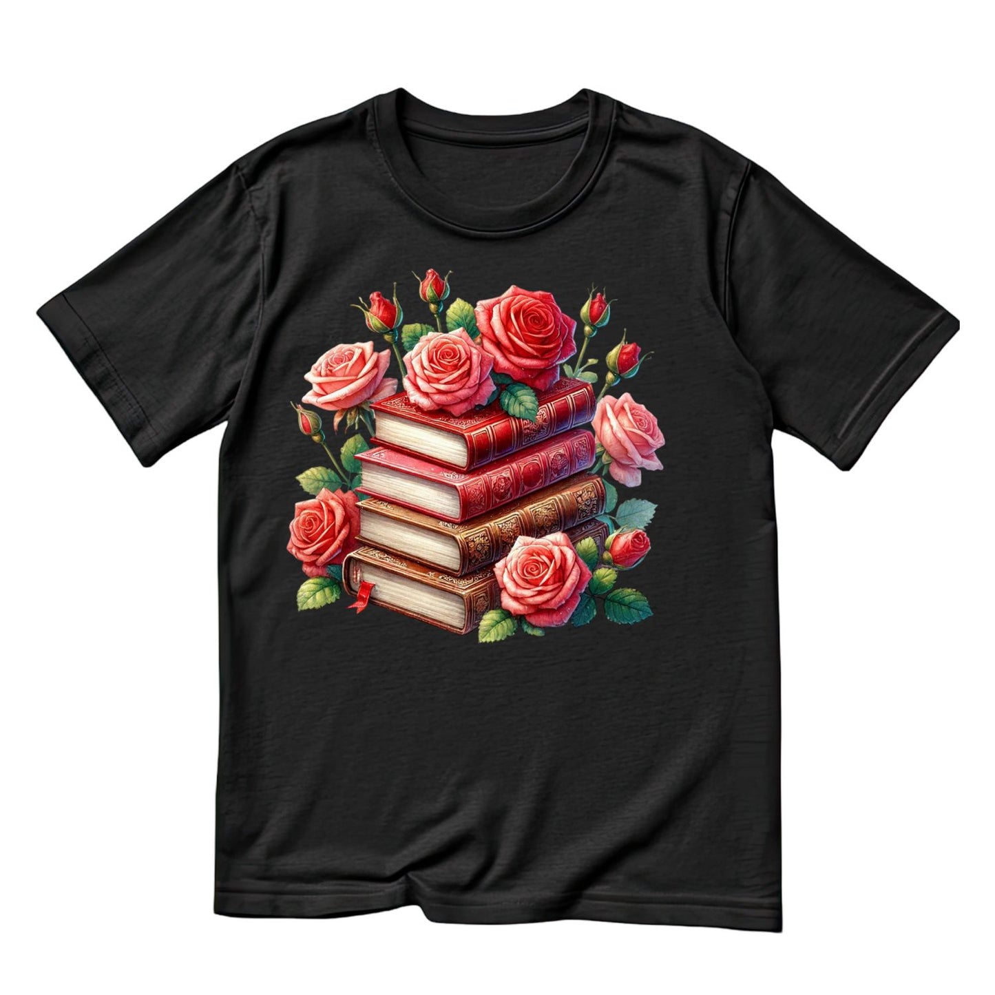 Red Roses Vintage Books T-shirt