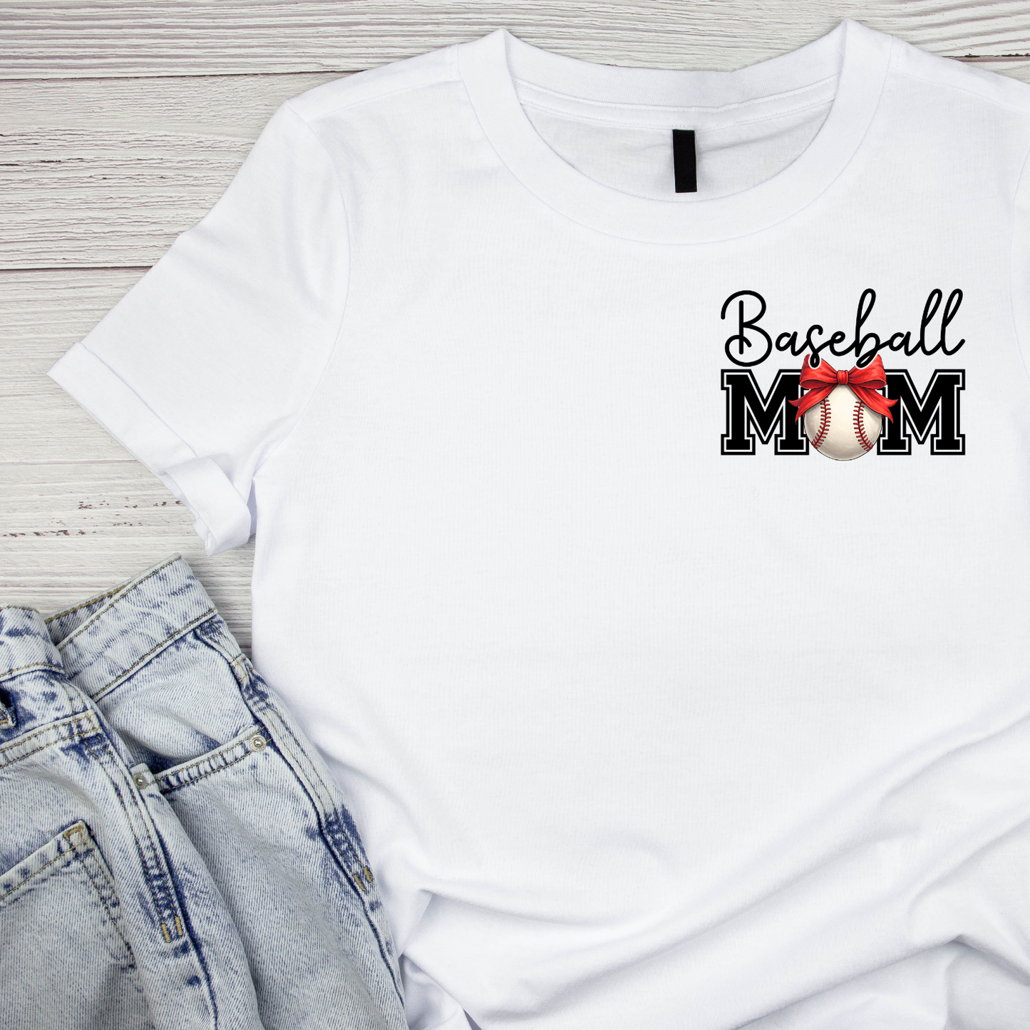 Baseball Mom (front) Baseball Mom (back) T-shirt | Mama Graphic Tee | Mommy Printed Shirt | Mother’s Day | Sports