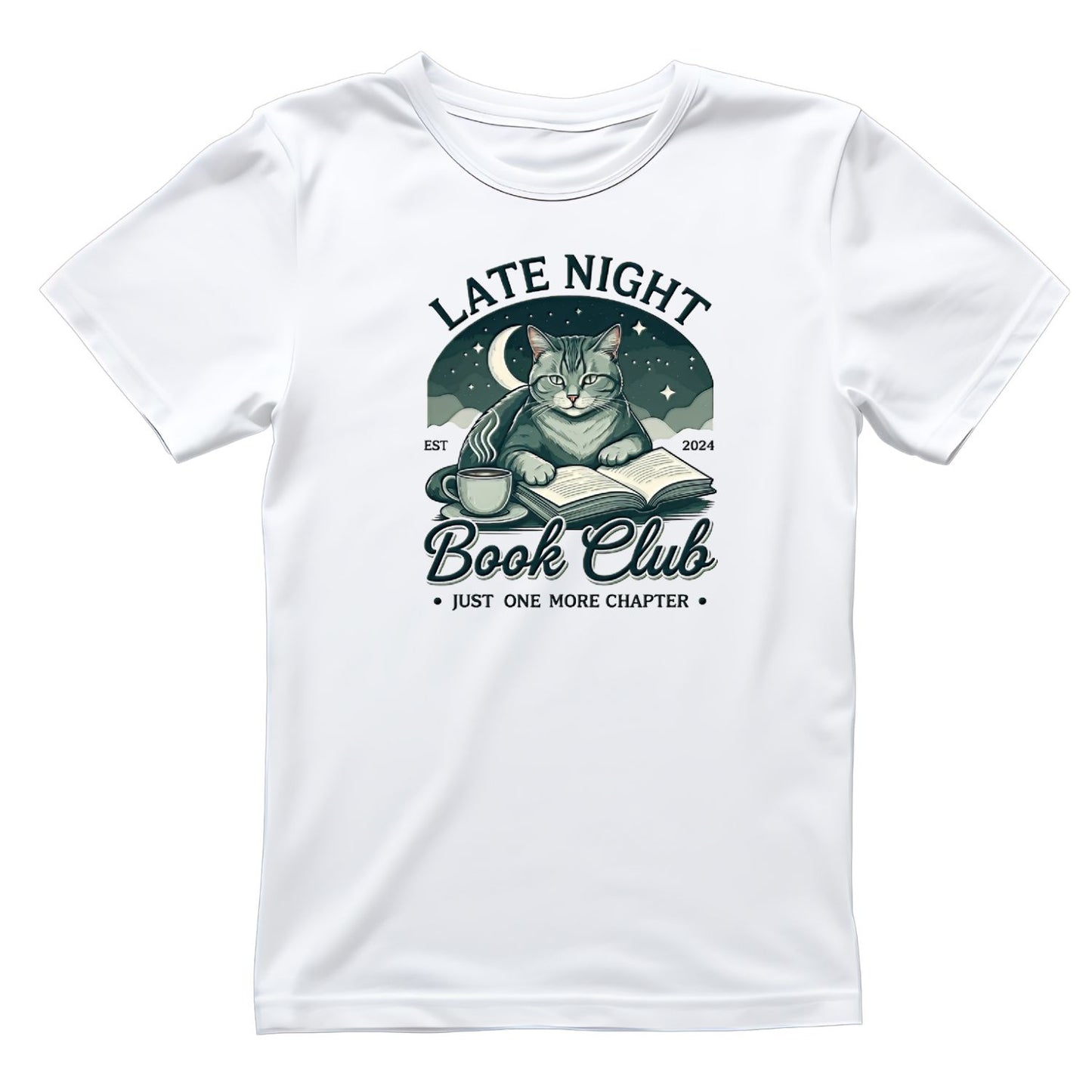 Late Night Book Club Just One More Chapter Cat T-shirt