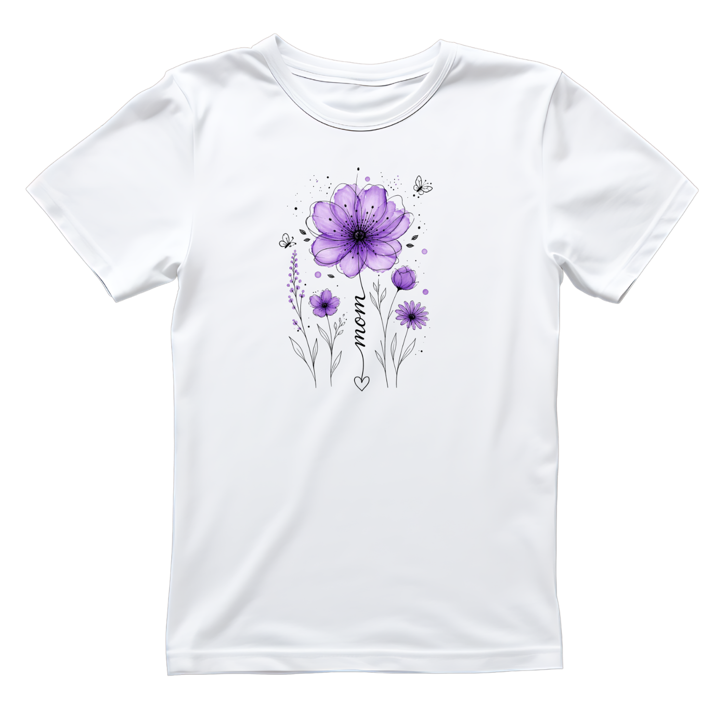 Mama Purple Flower Watercolour T-shirt | Mama Graphic Tee | Mommy Printed Shirt | Mother’s Day | Birthday