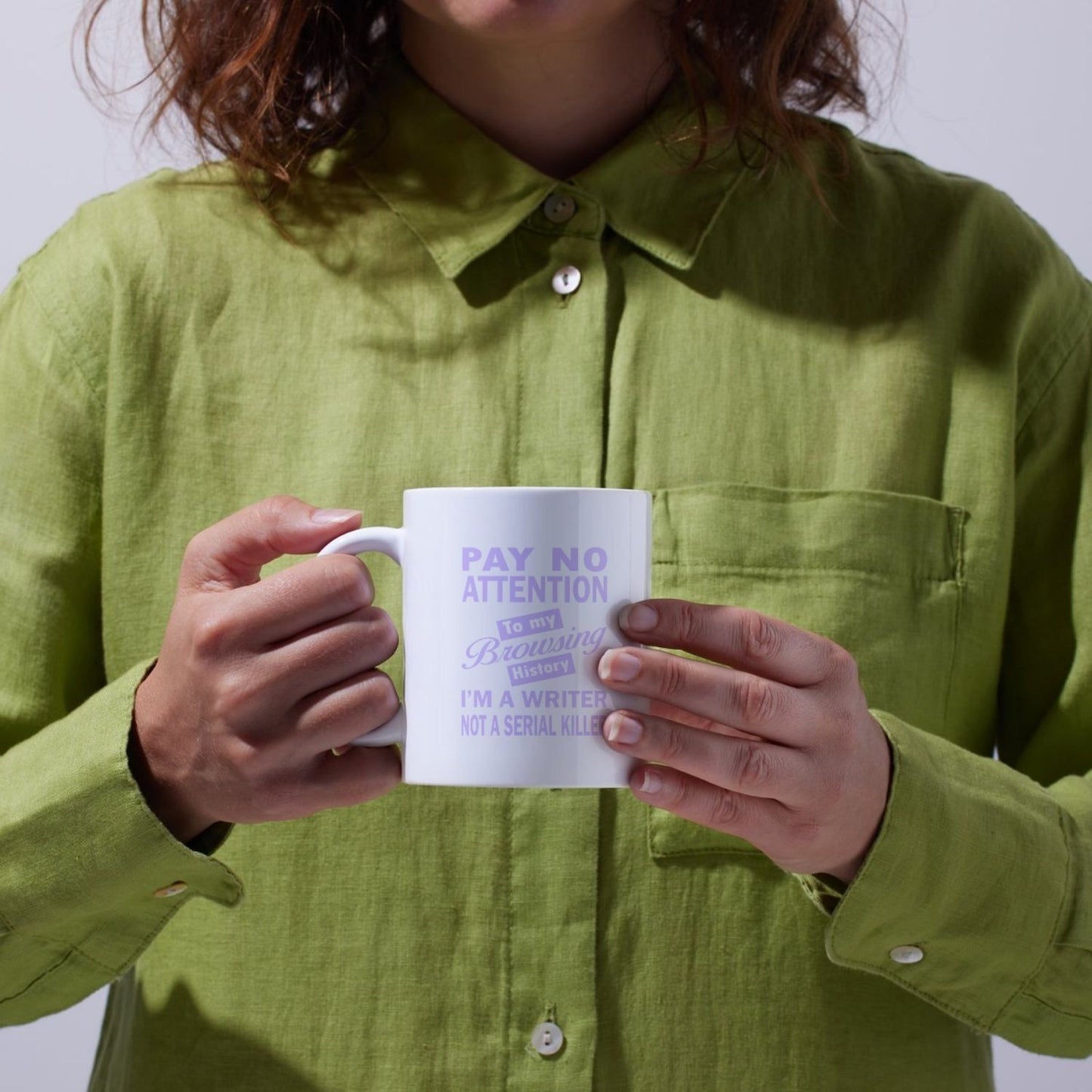 Pay No Attention To My Browsing History I’m A Writer Not A Serial Killer Mug | Pink | Green | Purple | Writer’s Gift