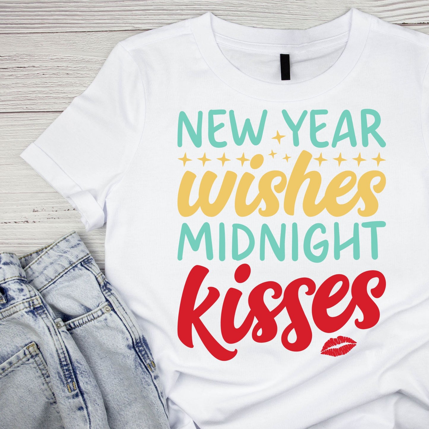 New Year Wishes Midnight Kisses T-shirt | New Years Eve | New Years Day |
