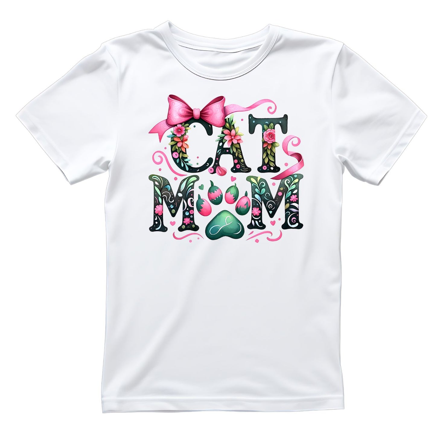 Cat Mom Bows & Pink T-Shirt| Cat Kitty Kitten | Mother’s Day