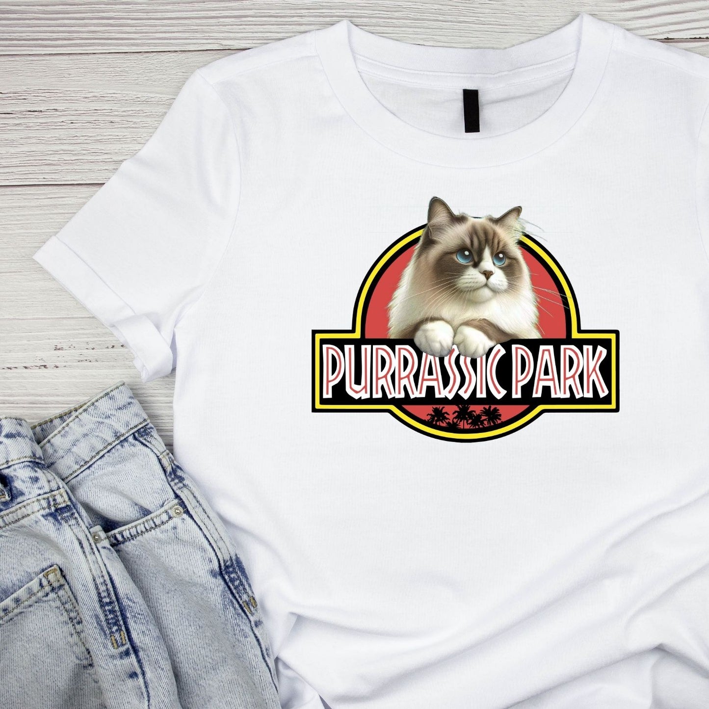 Purrasic Park Ragdoll Cat T-Shirt| Cat Kitty Kitten |