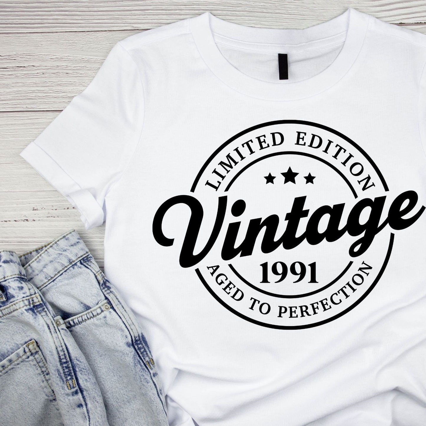 Limited Edition Vintage 1991 Aged To Perfection T-shirt | (FRONT OR BACK) Birthday Year Graphic Tee | Printed Shirt