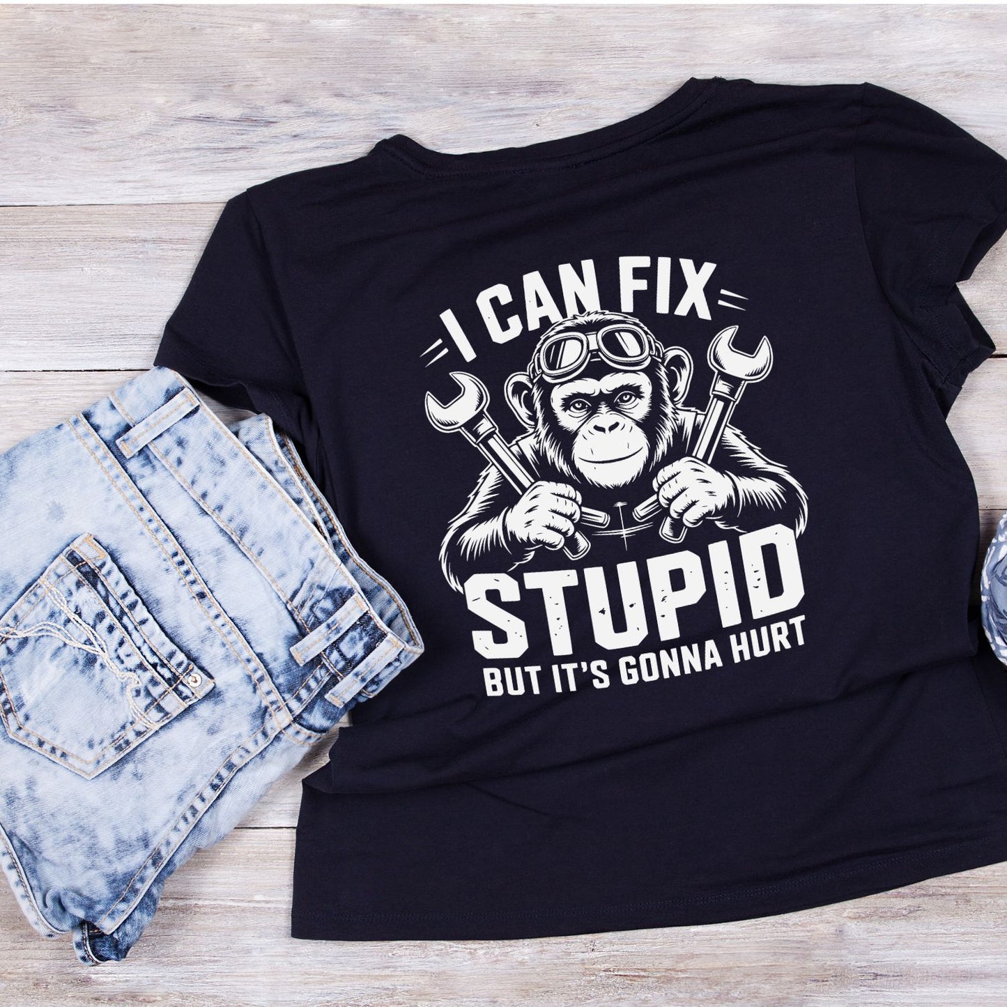 I Can Fix Stupid But It’s Gonna Hurt T-Shirt| Monkey | Joke Sarcastic Funny