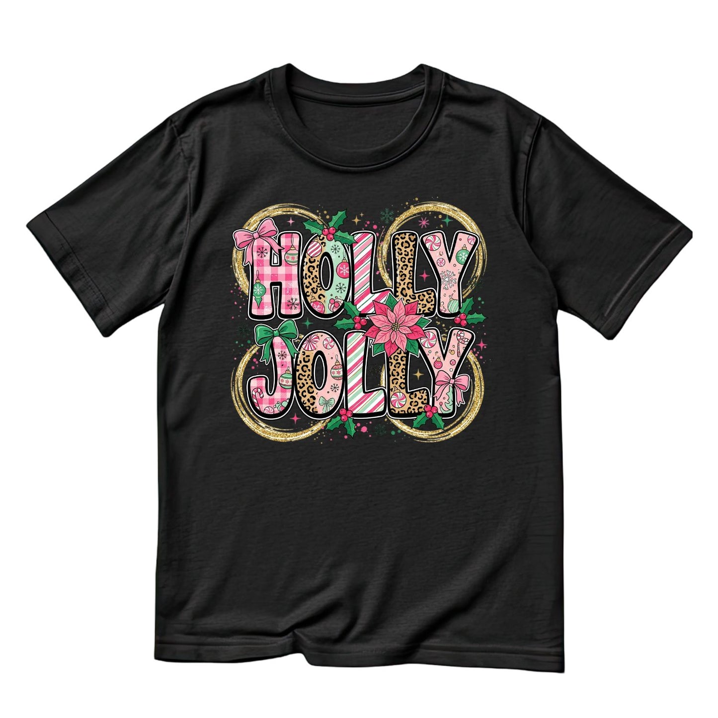 Holly Jolly Christmas T-Shirt | Xmas Graphic Tee | Holiday Shirt