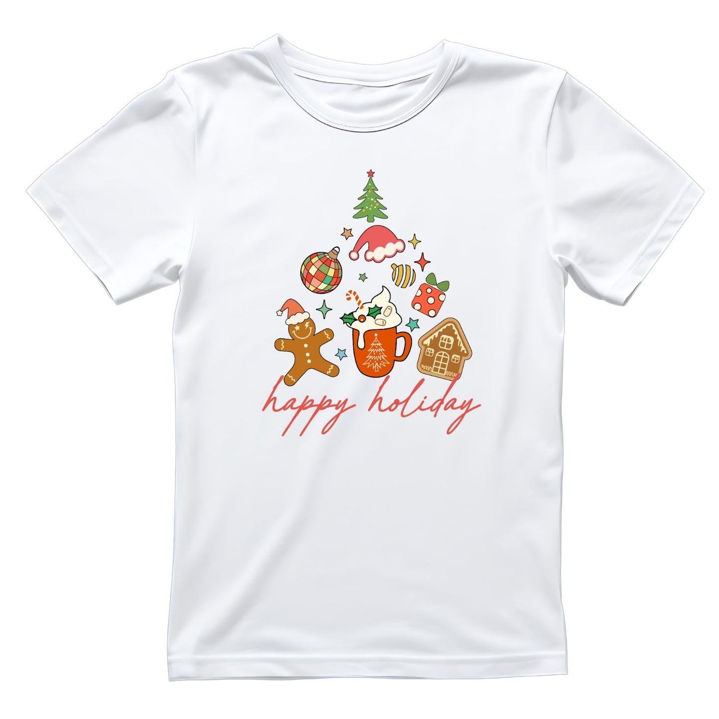 Happy Holiday Tree T-Shirt | Xmas Graphic Tee | Christmas Shirt