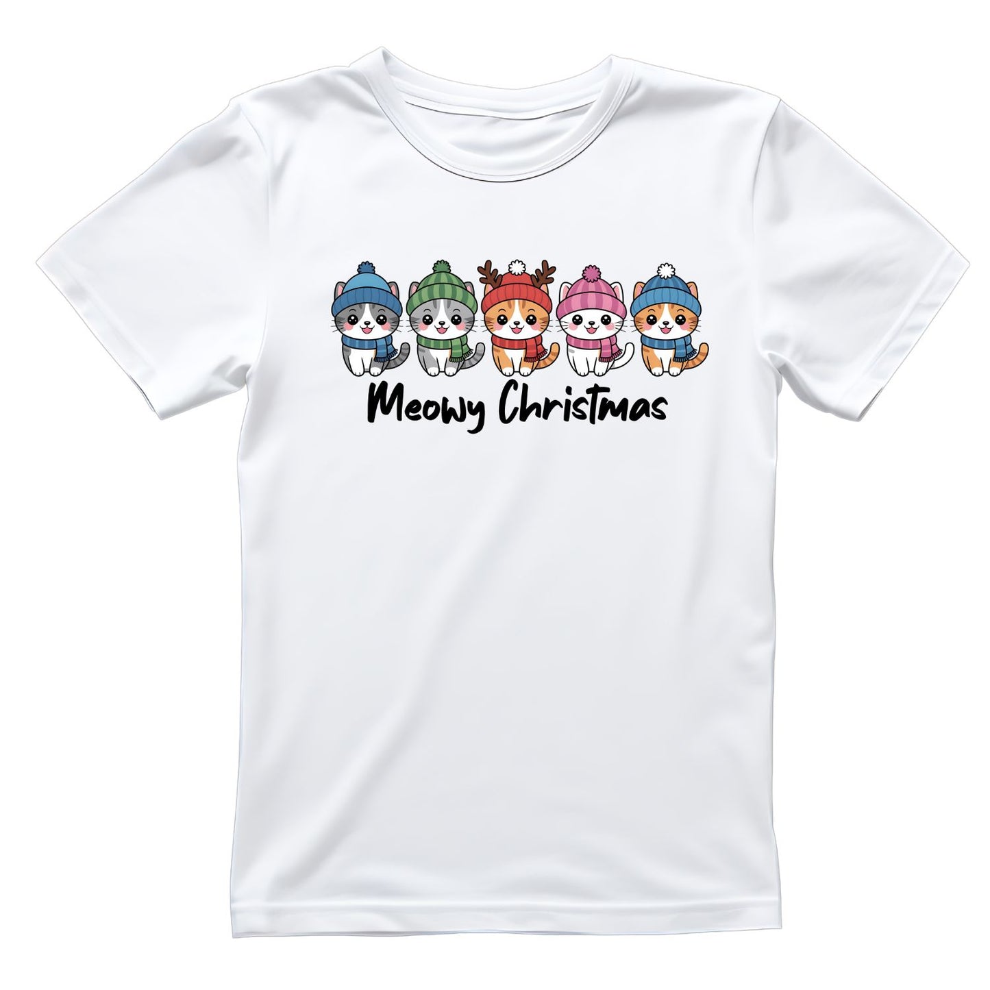 Meowy Cat Christmas T-Shirt | Xmas Graphic Tee | Cute Holiday Shirt