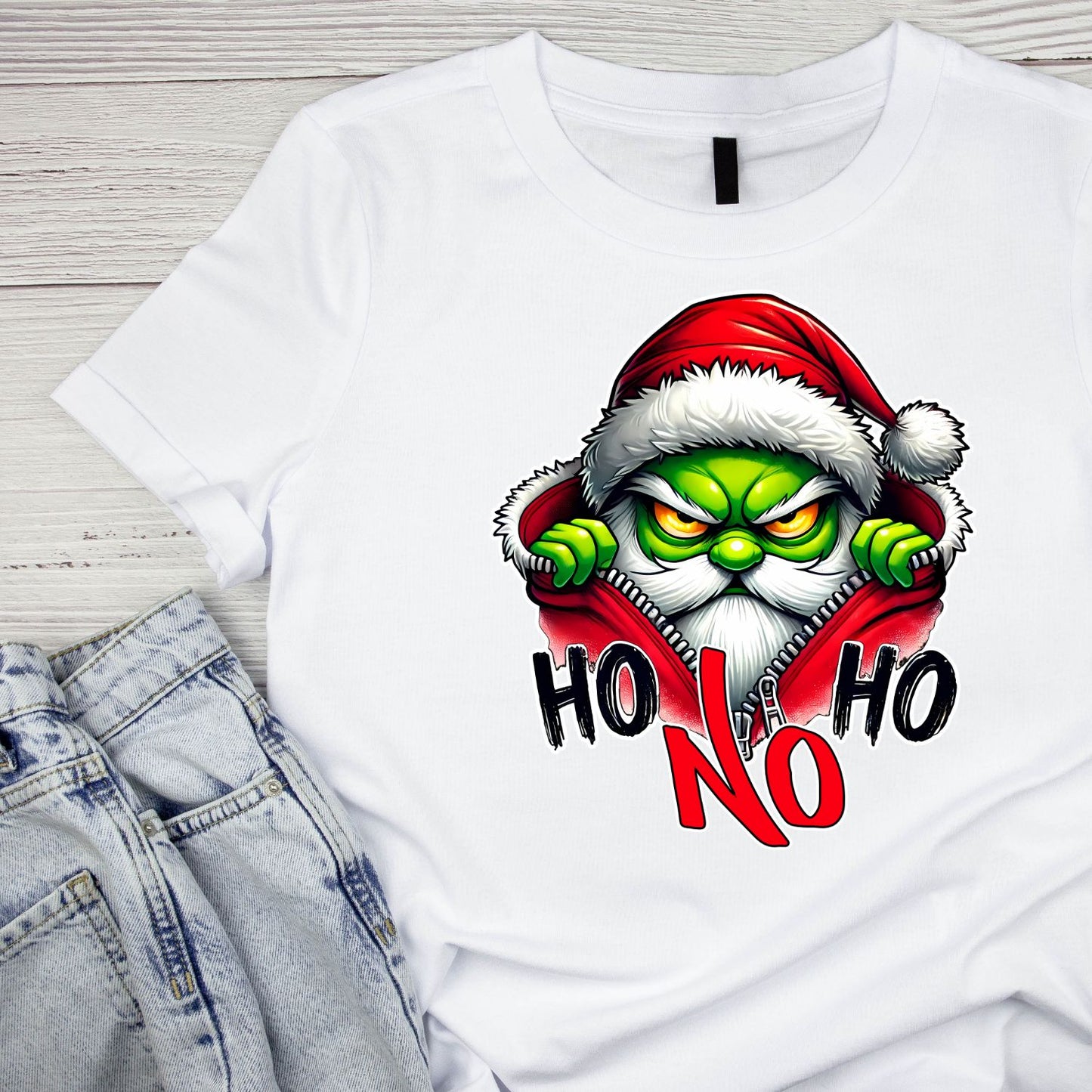 Ho Ho No Horror Santa Christmas T-Shirt | Xmas Graphic Tee | Funny Shirt