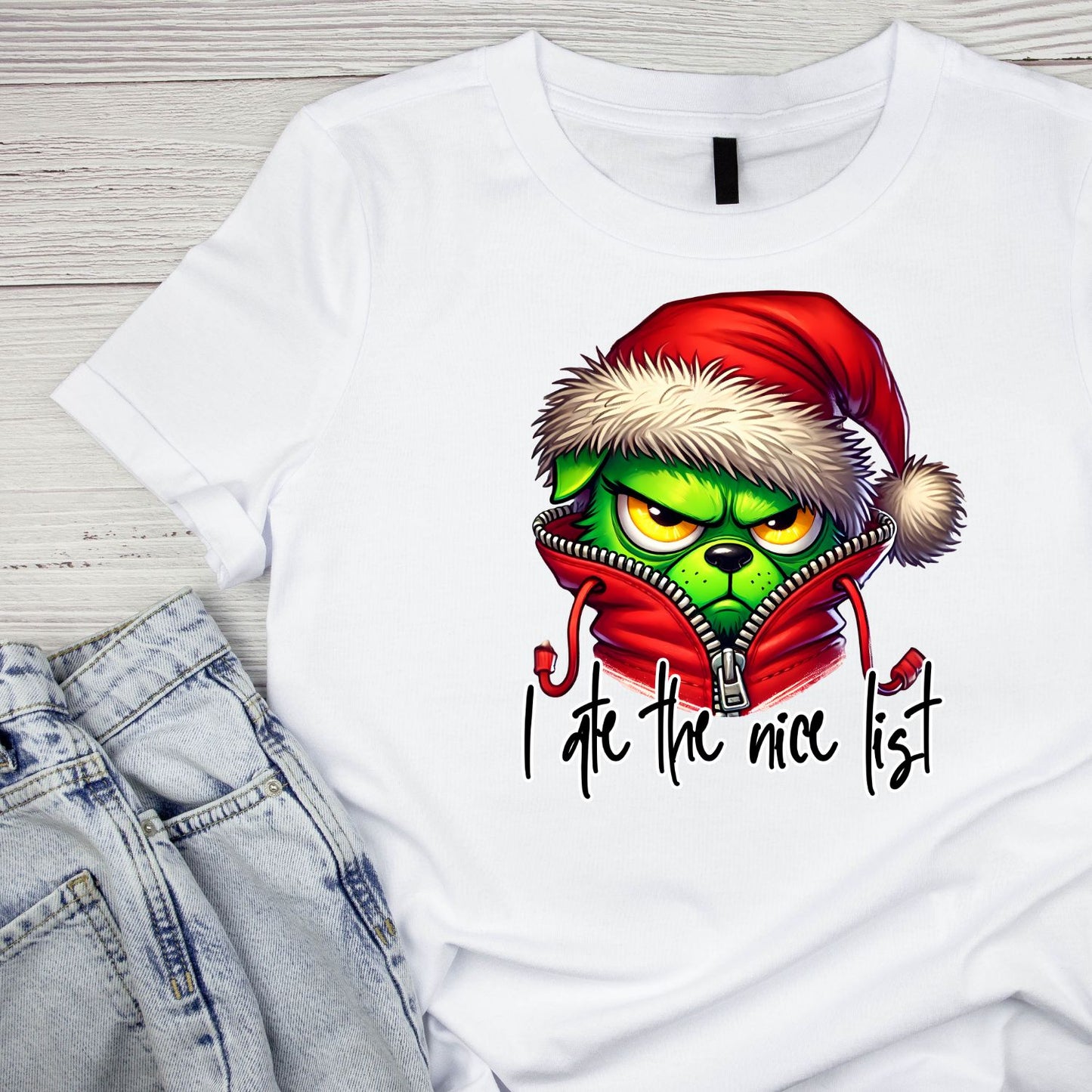 I Ate The Nice List Dog Santa Christmas T-Shirt | Xmas Graphic Tee | Funny Shirt