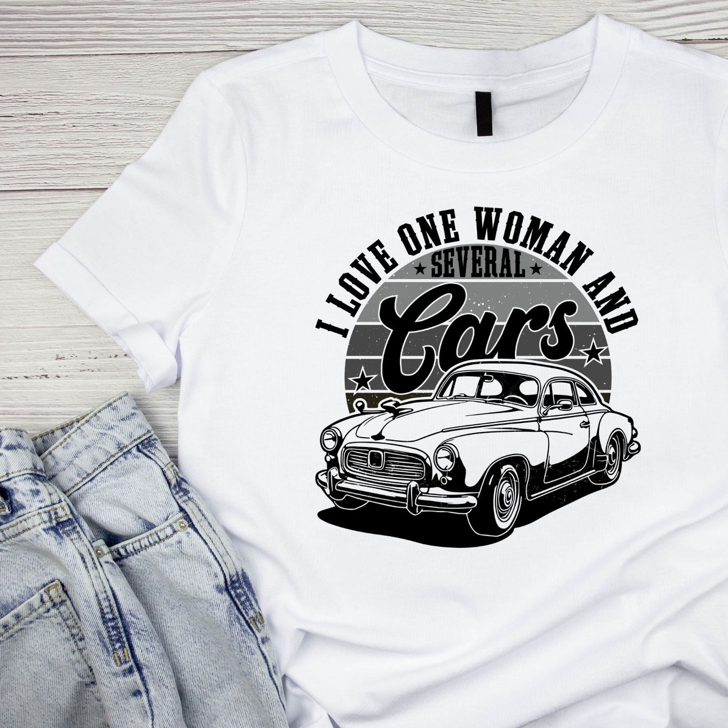 I Love One Woman And Cats T-Shirt |Vintage Car Graphic Tee | Funny Shirt