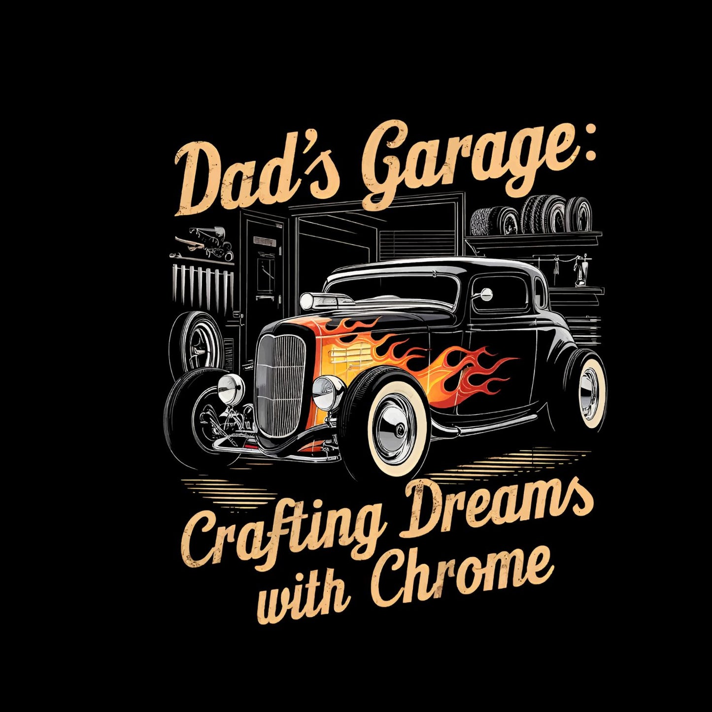 Dad’s Garage Crafting Dreams With Chrome T-Shirt | Car Graphic Tee | Vintage Shirt