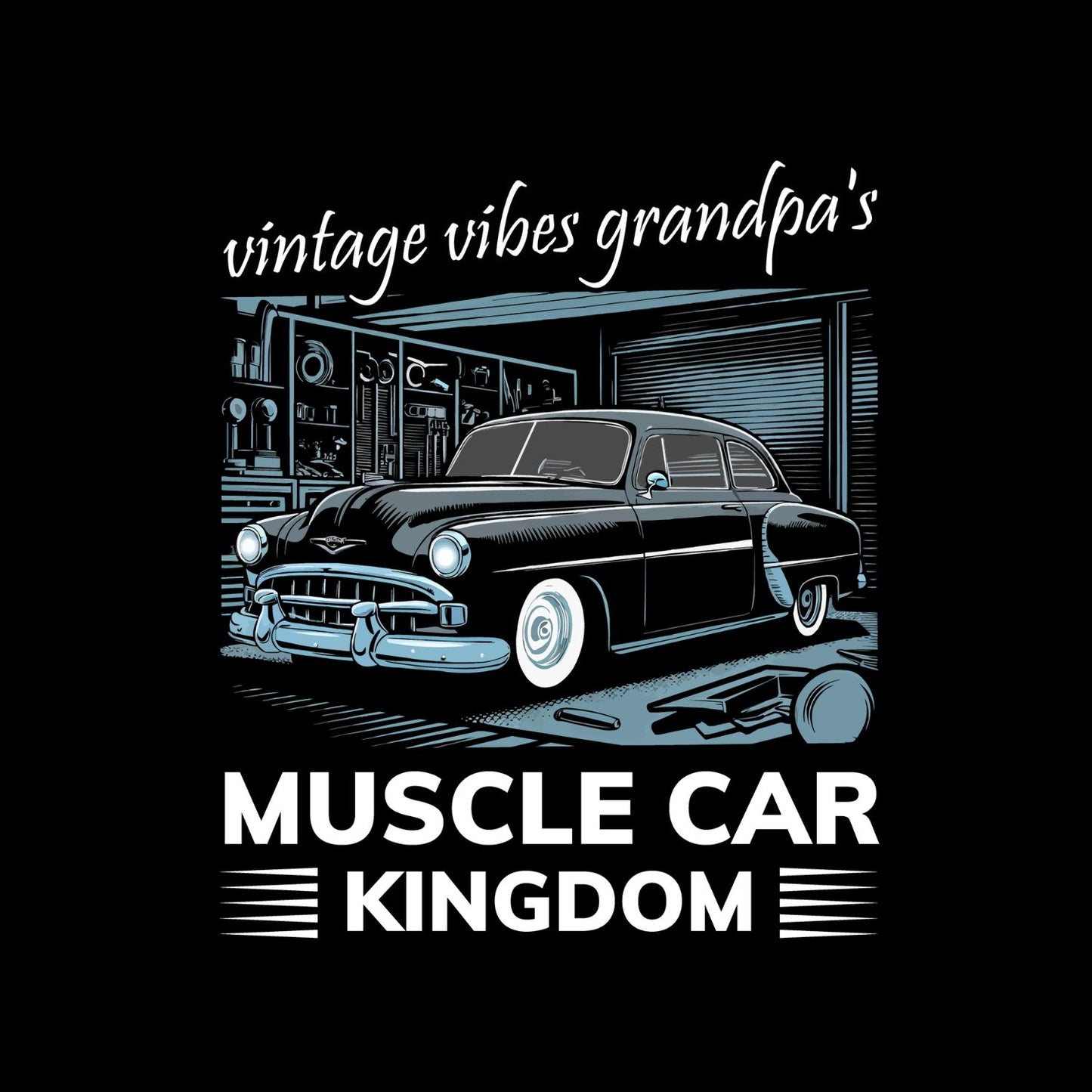 Vintage Vibe Grandpa’s Muscle Car Kingdom T-Shirt | Car Graphic Tee | Vintage Shirt