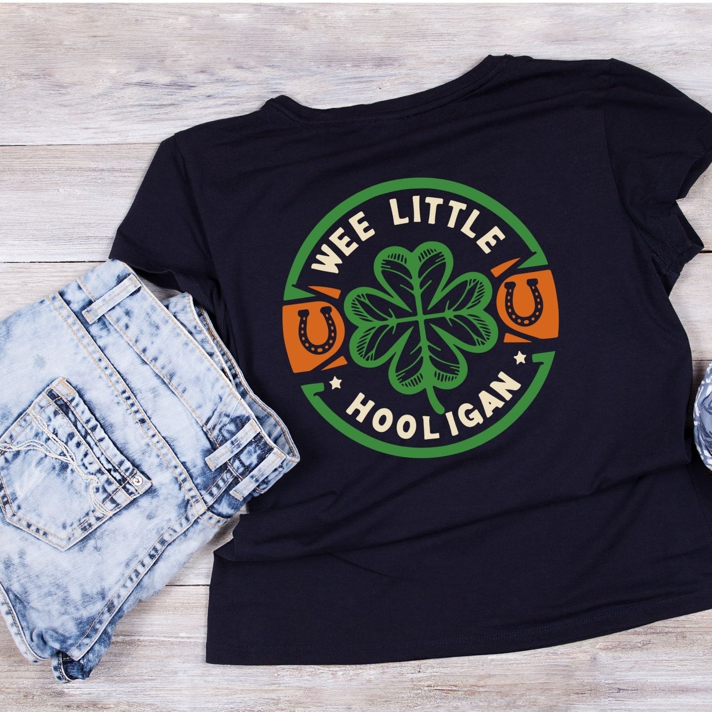 Wee Little Hooligan T-Shirt | St Patrick’s Day T-Shirt | Shamrock Lucky Horseshoe | Joke Sarcasm Funny