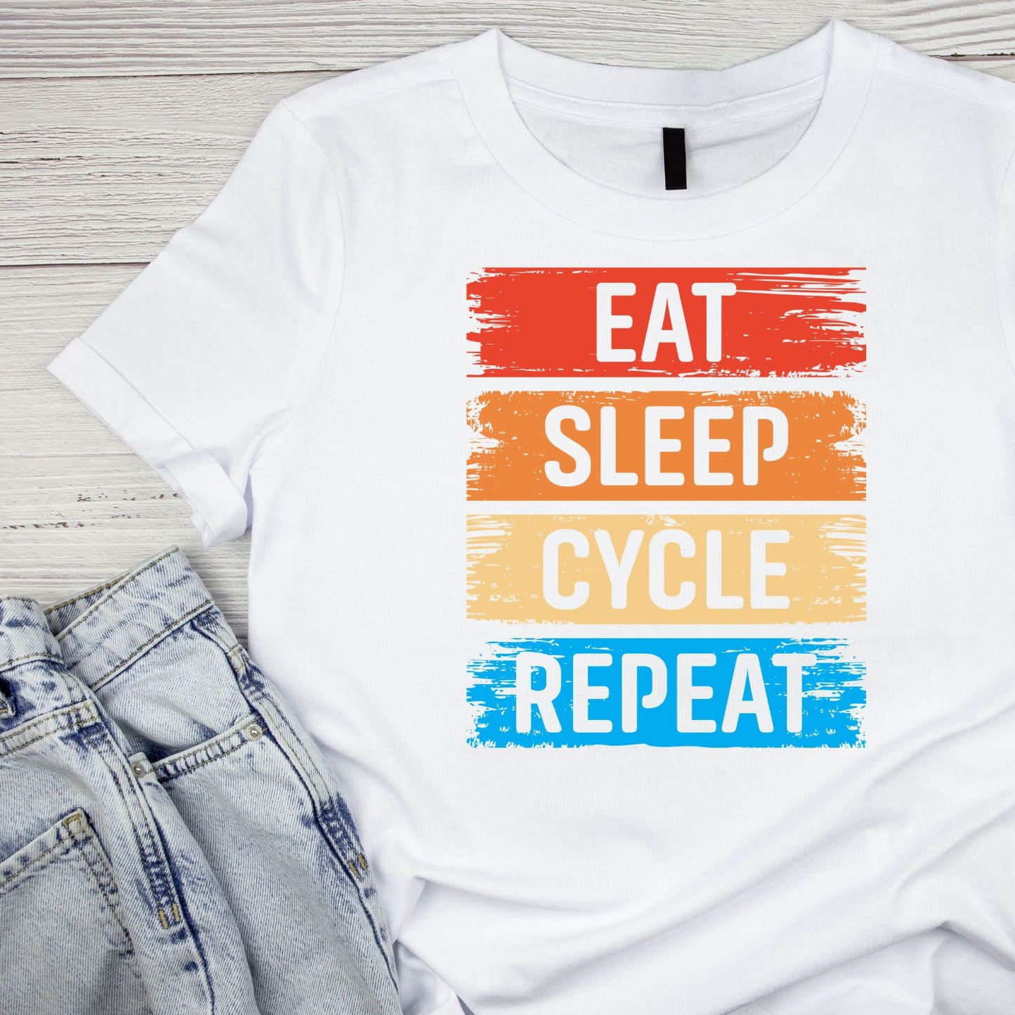 Eat Sleep Cycle Repeat T-Shirt | Cycling Graphic Tee | Bicycle Shirt