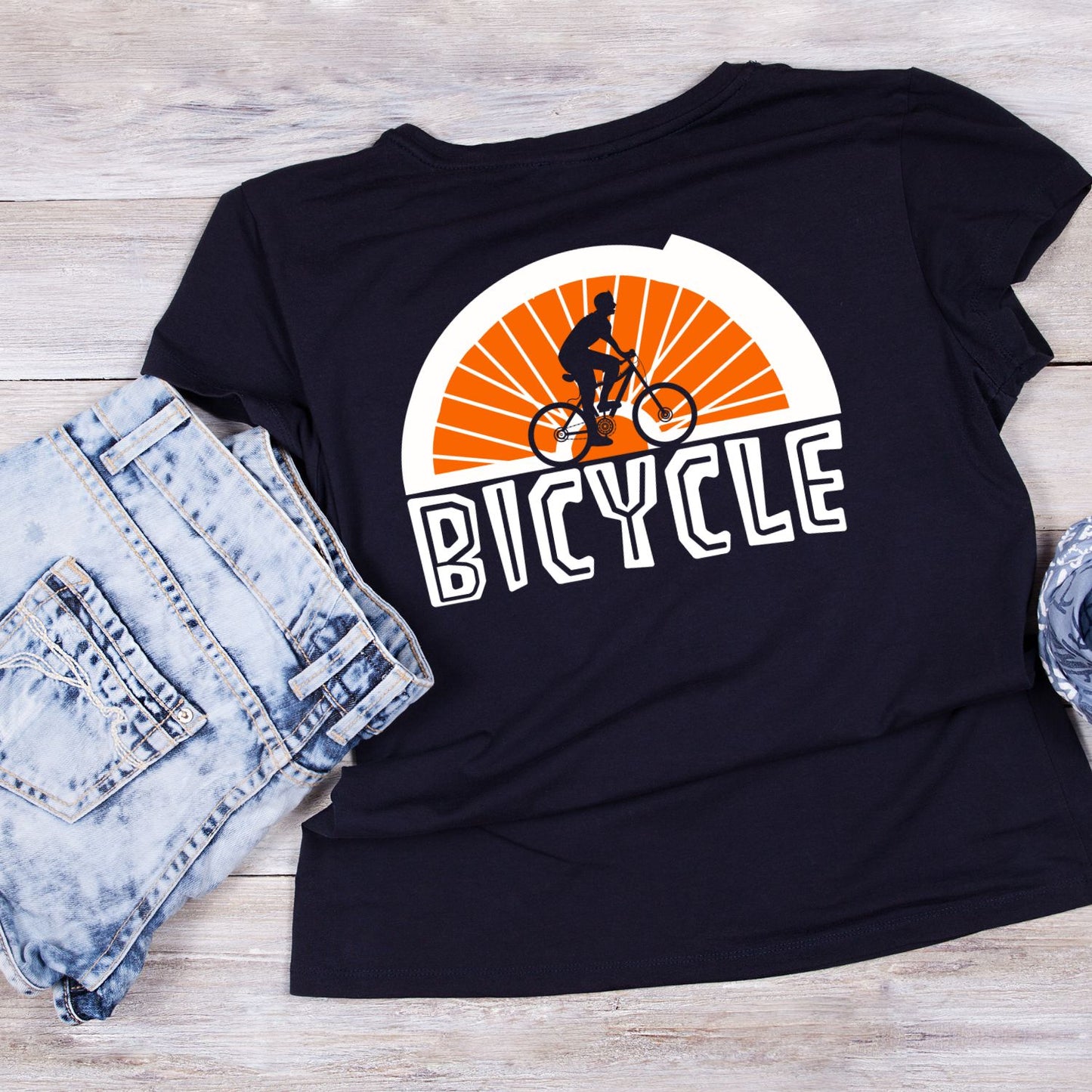 Bicycle Orange Sunset T-Shirt | Sports Graphic Tee | Bicycle Shirt