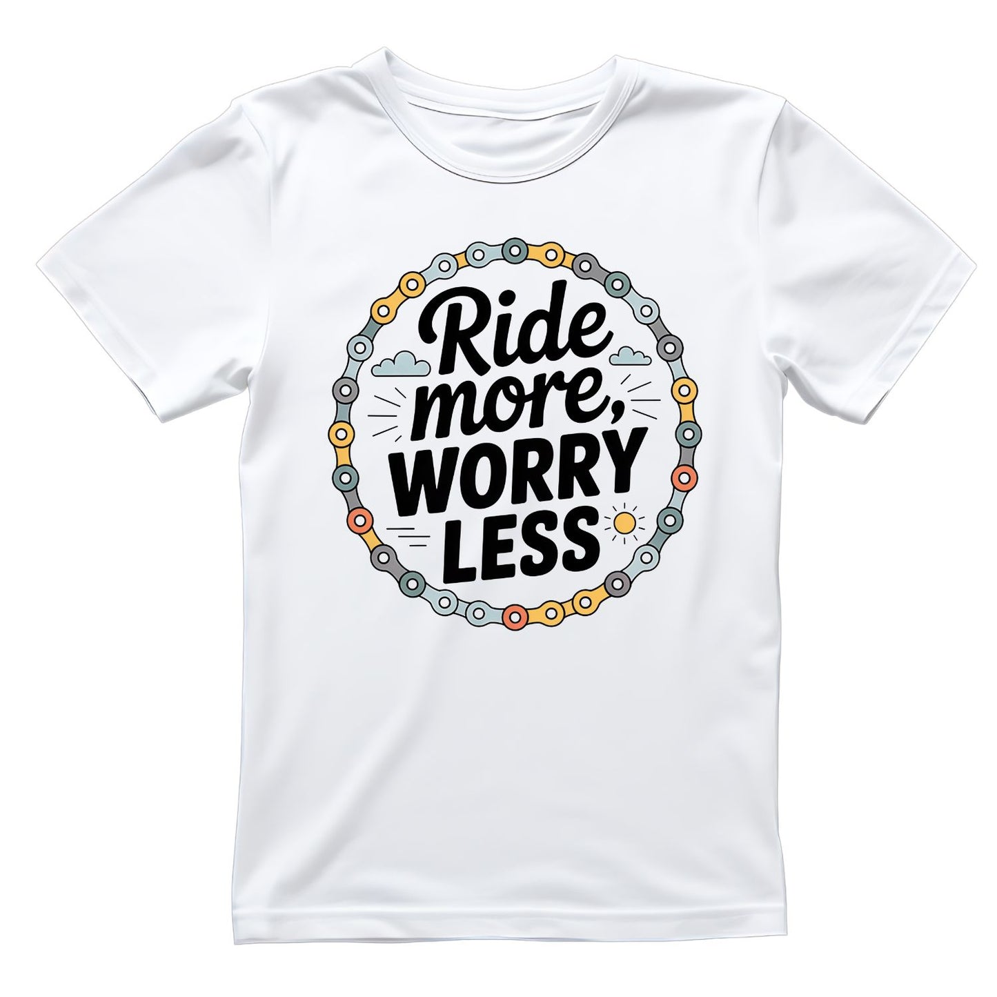 Ride More Worry Less T-Shirt | Cycling Graphic Tee | Bicycle Shirt