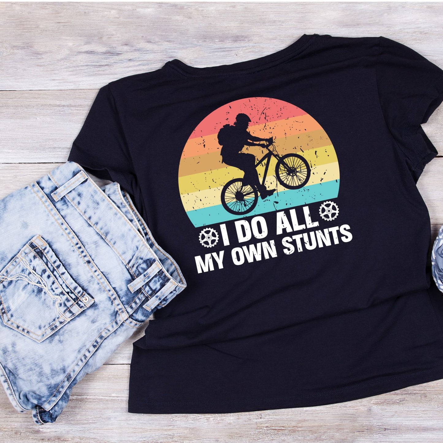I Do All My Own Stunts T-Shirt | Bicycle Graphic Tee | Cycle Shirt