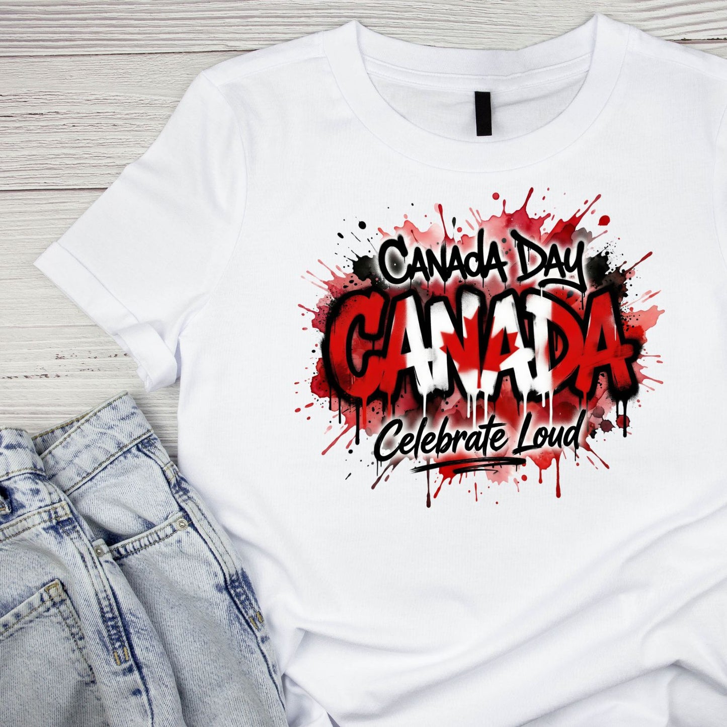 Graffiti Canada Day Canada Celebrate Loud T-Shirt | July 1st Graphic Tee | Shirt