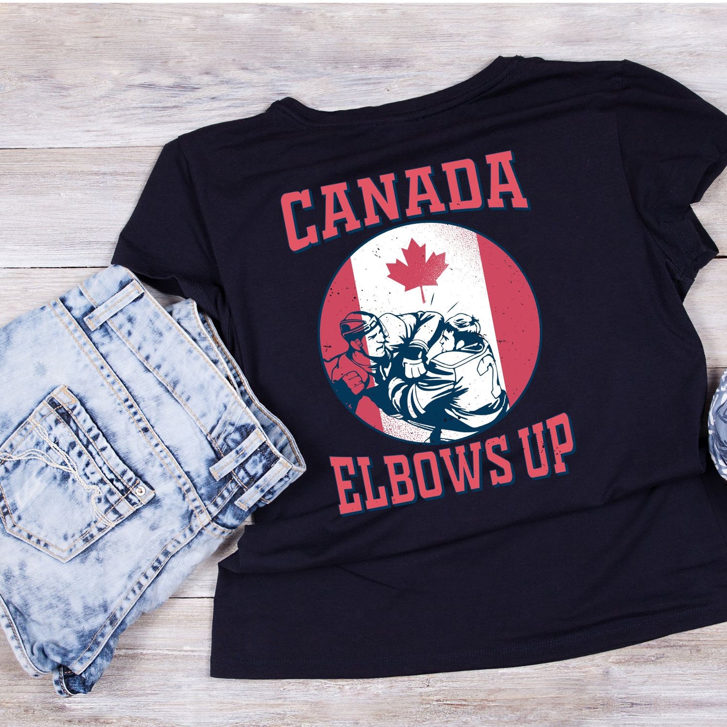 Canada Elbows Up Hockey Player Quote T-Shirt | July 1st Graphic Tee | Canada Day Shirt