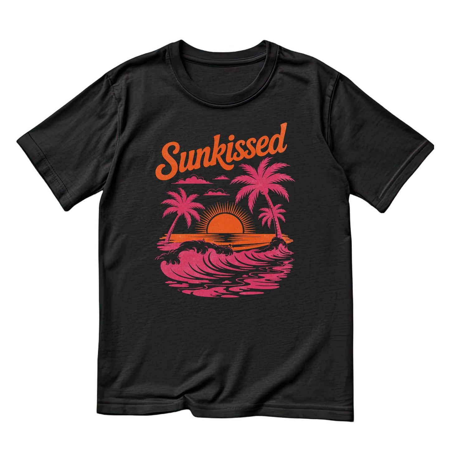 Sun-kissed Pink & Orange Beach T-Shirt | Summer Graphic Tee | Beach Shirt