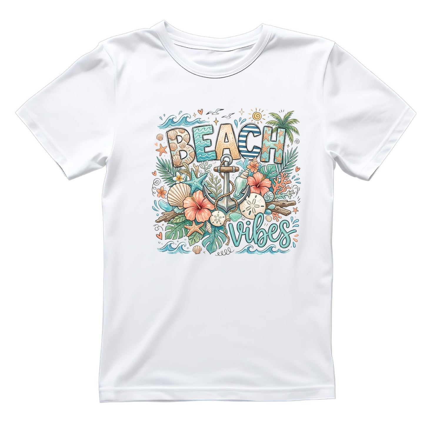 Beach Vibes Anchor T-Shirt | Summer Graphic Tee | Beach Shirt