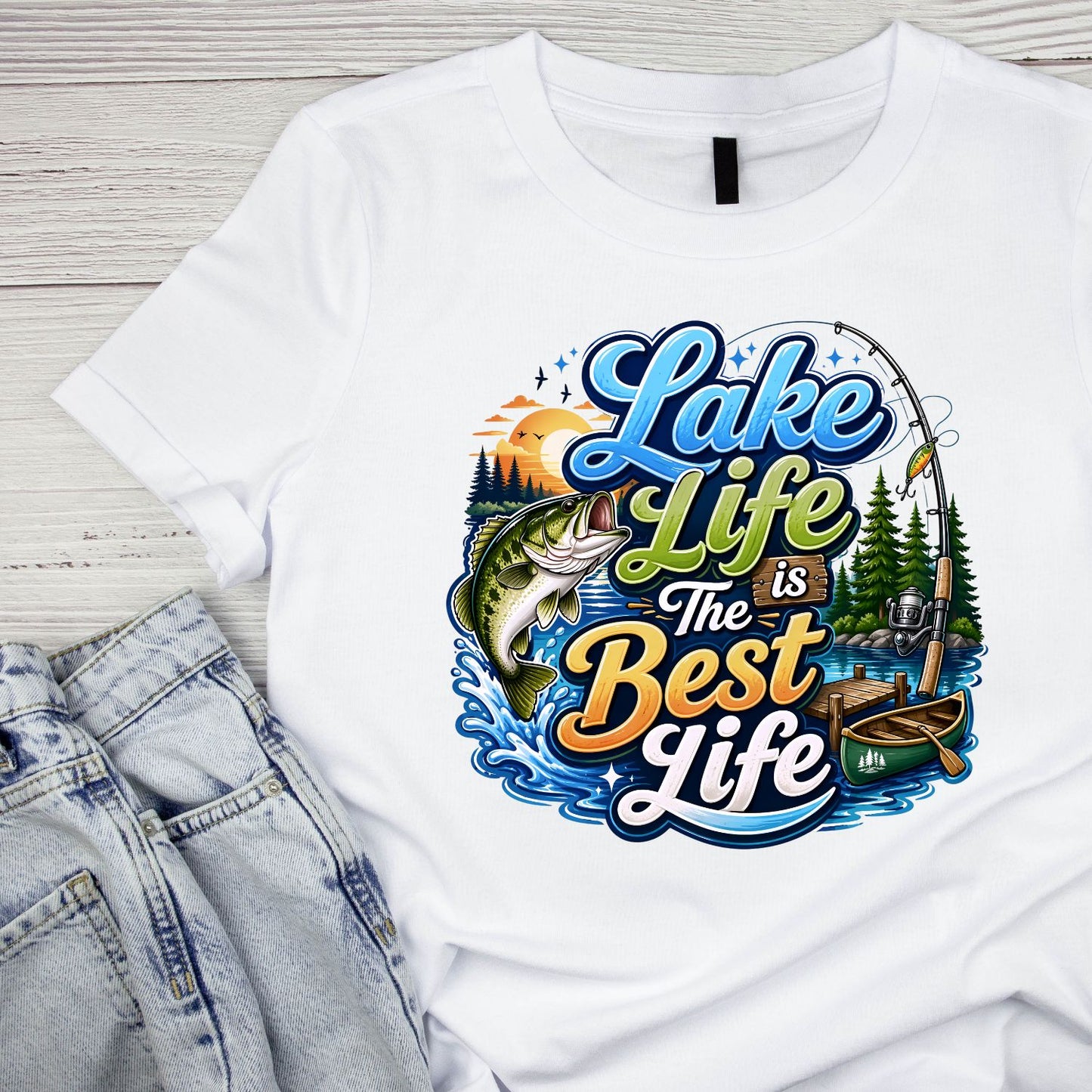 Lake Life Is The Best Life Fishing T-Shirt | Summer Graphic Tee | Beach Shirt