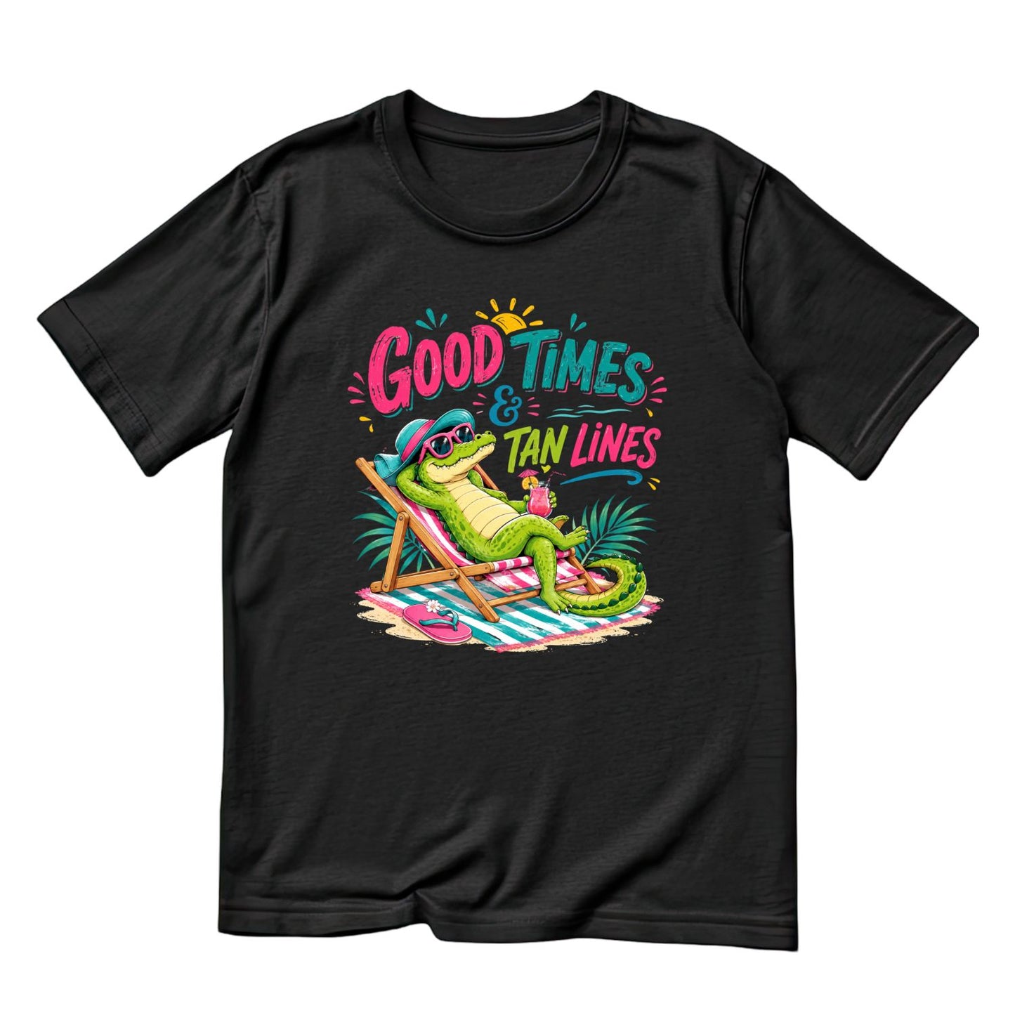 Good Times & Tan Lines Alligator T-Shirt | Summer Graphic Tee | Beach Shirt