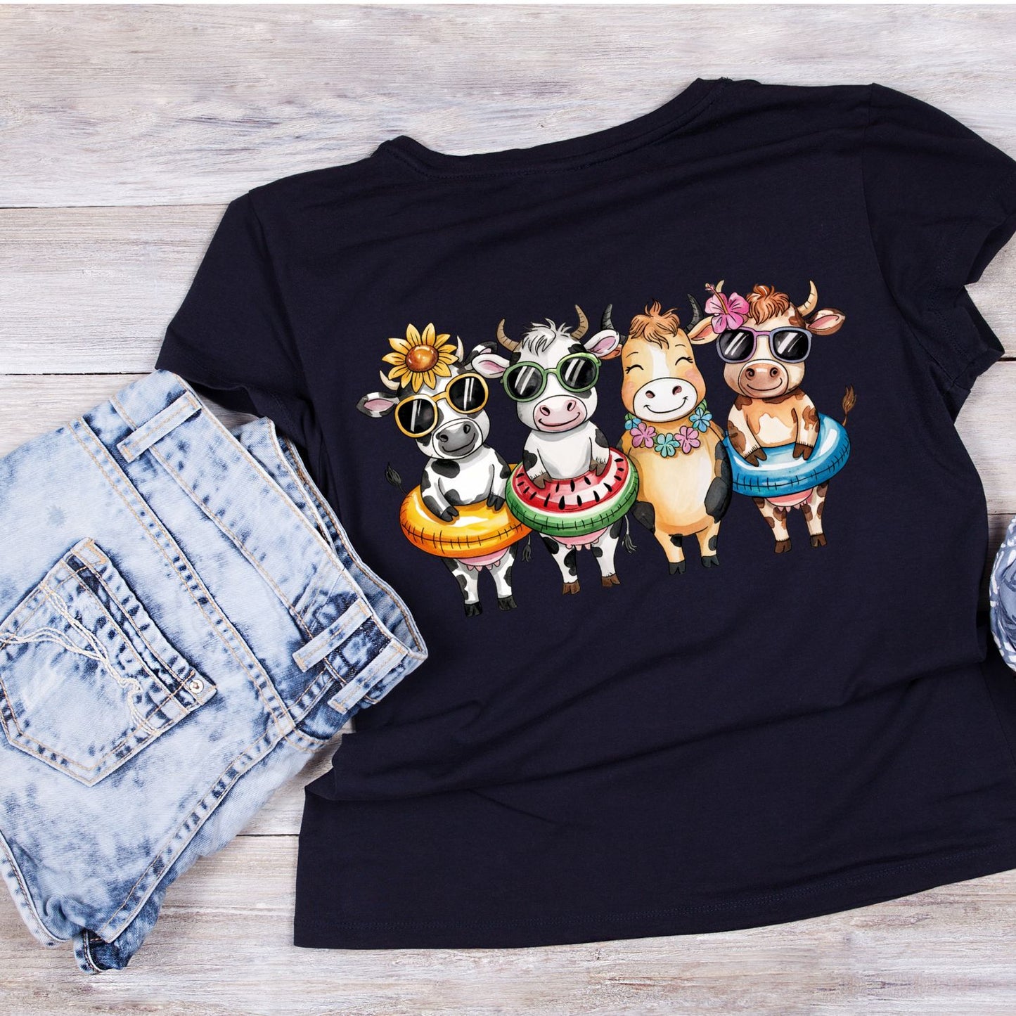 Summer Cows Heading To The Beach T-Shirt | Summer Graphic Tee | Beach Shirt