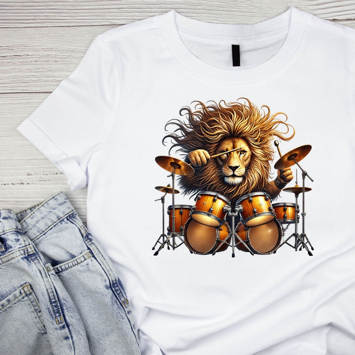 Lion Drummer Mohawk Green T-Shirt| Music | Songs | Band| Graphic Tee