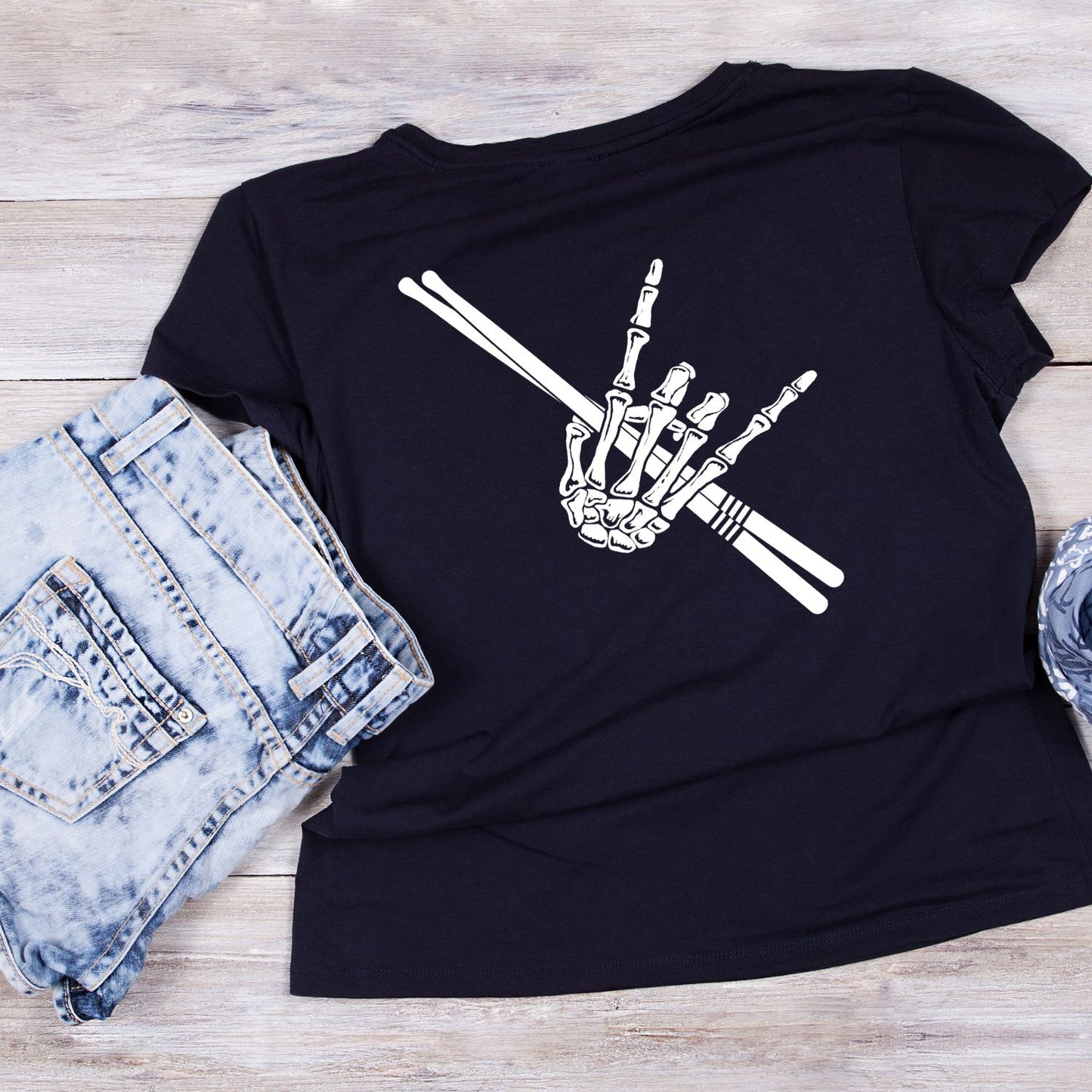 Skeleton Hand Drumsticks T-Shirt | Gift | Drums | Music | Band | Graphic Tee