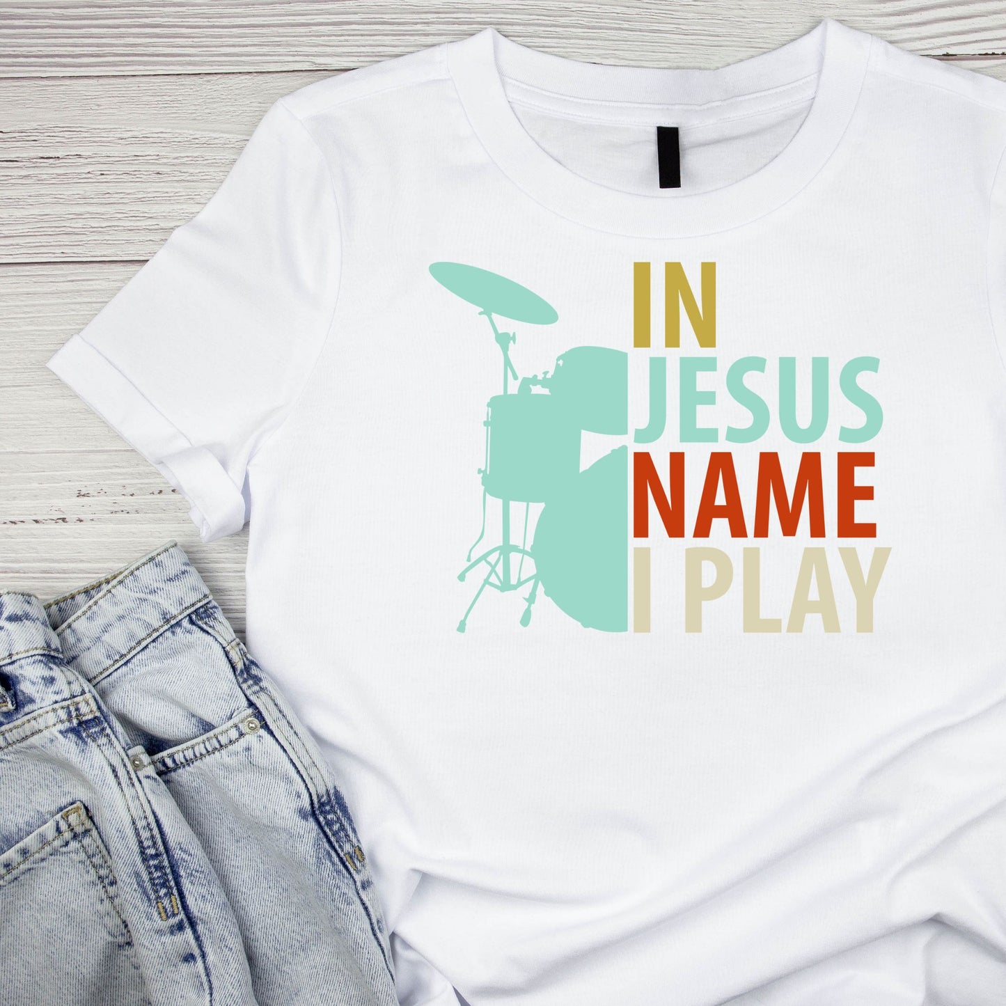 In Jesus Name I Play T-Shirt| Music | Songs | Band| Graphic Tee | Religious