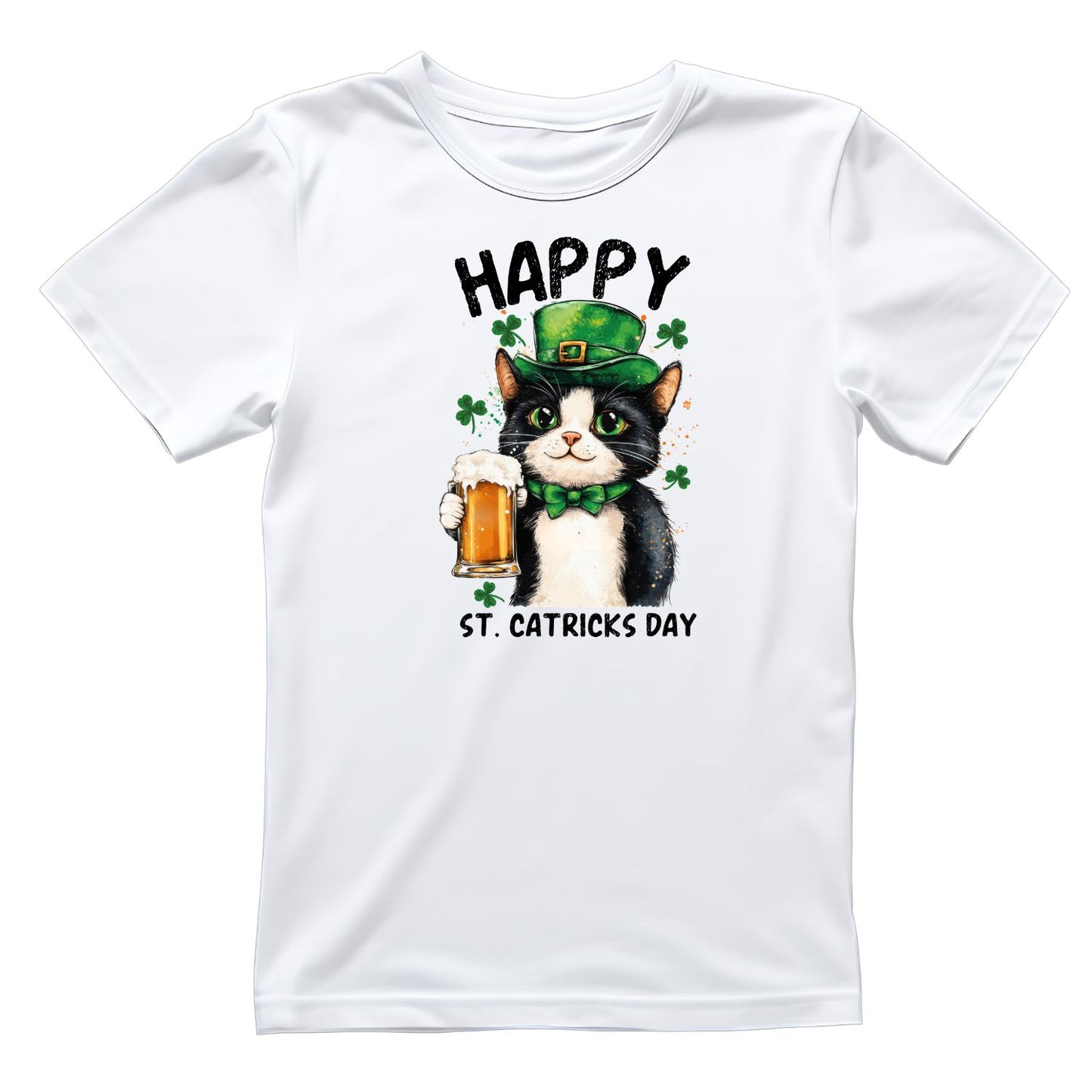 Happy St. Catrick’s Day T-shirt | St Patrick’s Day T-shirt | St. Paddy’s | Cat Beer| Top hat