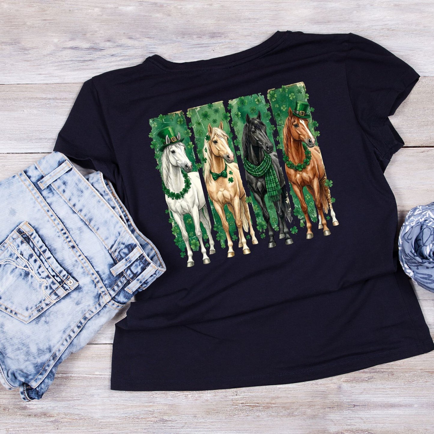 Four Leaf Fillies Patrick’s Day T-shirt | St Patrick’s Day T-shirt | Shamrock | Graphic Tee | Printed Shirt | St. Paddy’s | Horses