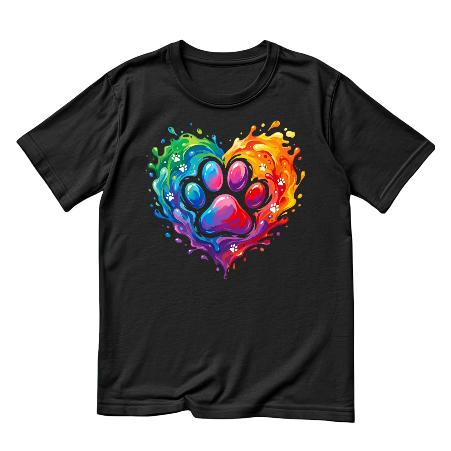 Splatter Paint Colourful Paw T-shirt | Graphic Tee | Printed Shirt | Animal Lover | Dogs