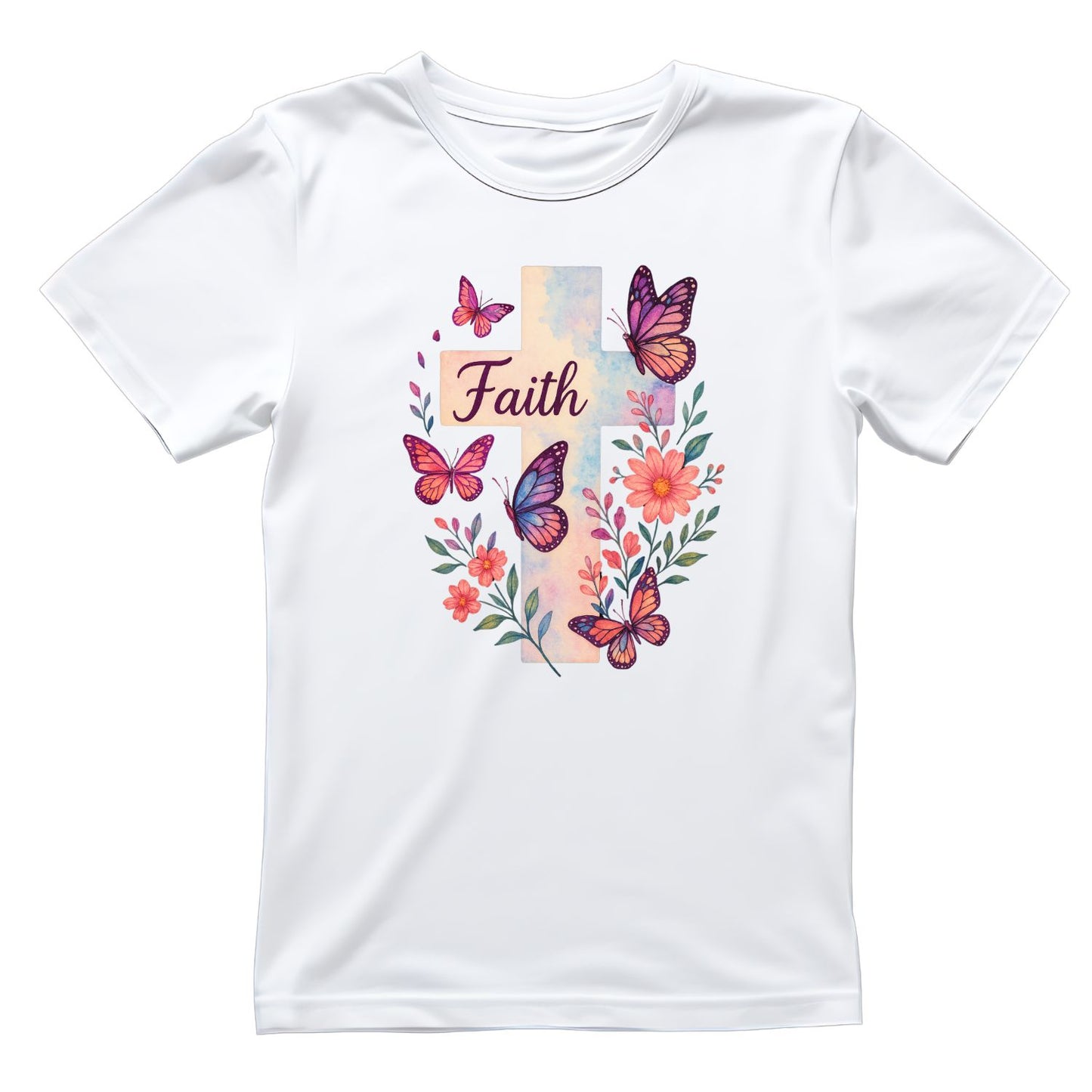 Faith Cross Butterflies T-Shirt | Faith Graphic Tee | Jesus God Shirt