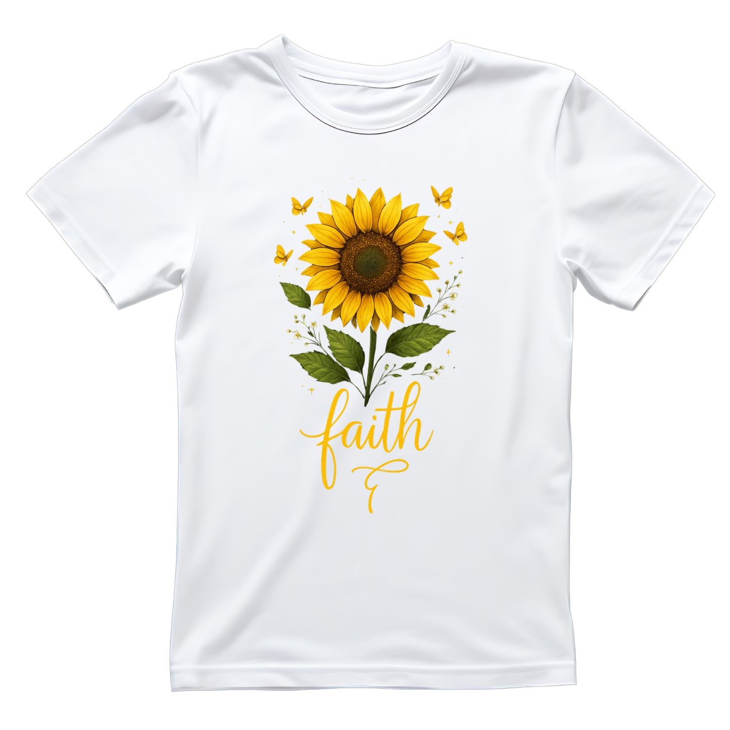 Faith Sunflower Butterfly T-Shirt | Faith Graphic Tee | Jesus God Shirt