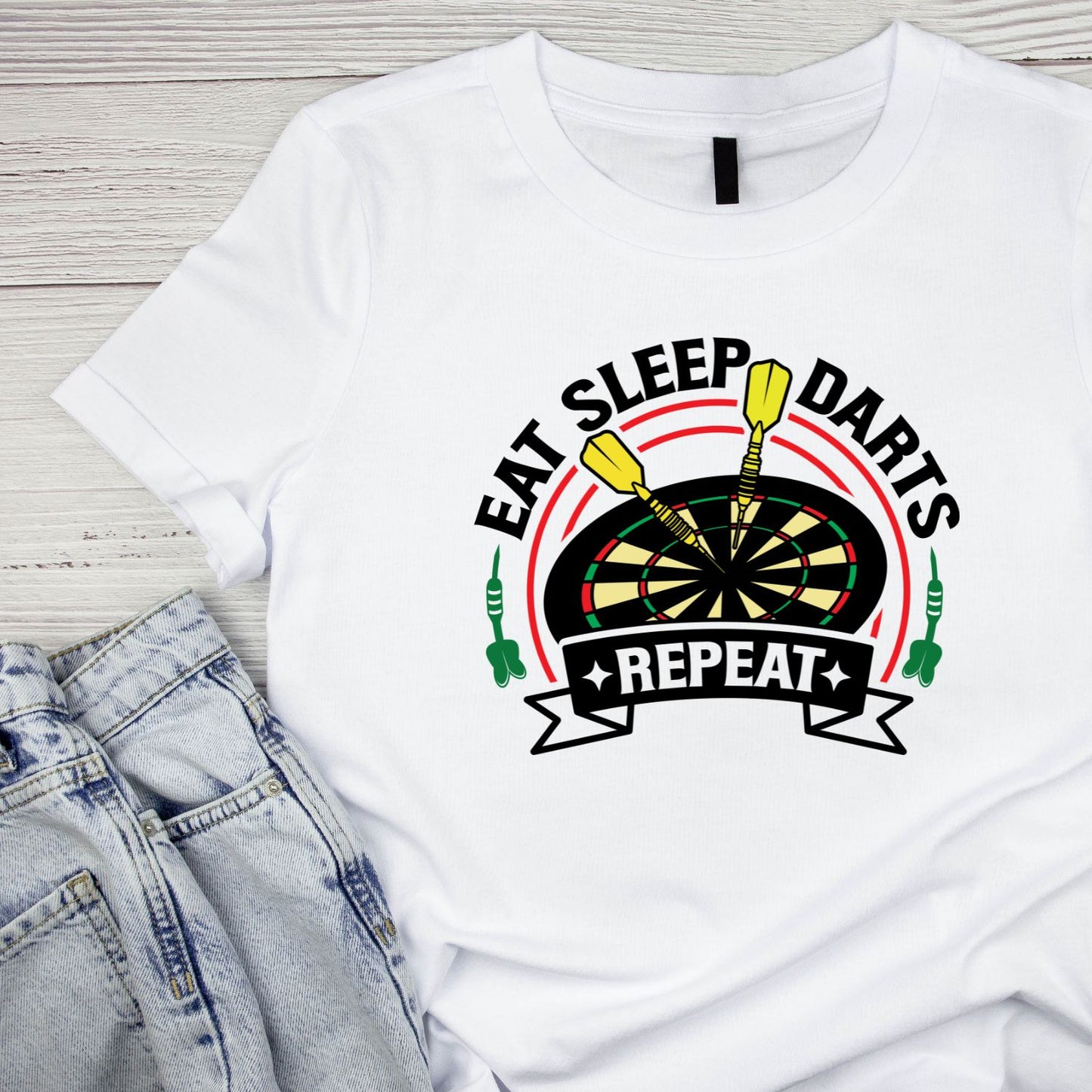 Eat Sleep Darts Repeat T-Shirt | Darts Graphic Tee | Sports Shirt