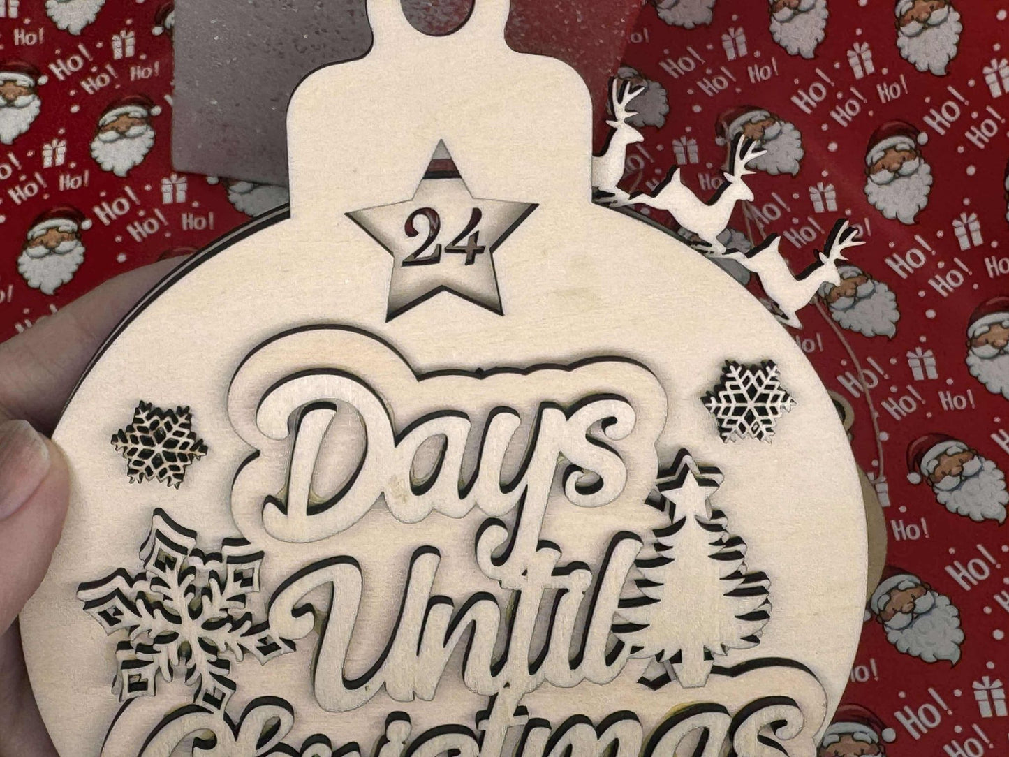 Handmade Wood Laser Cut Christmas Countdown Ornament | Holiday Wall Calendar | Perfect Pre-Christmas Gift