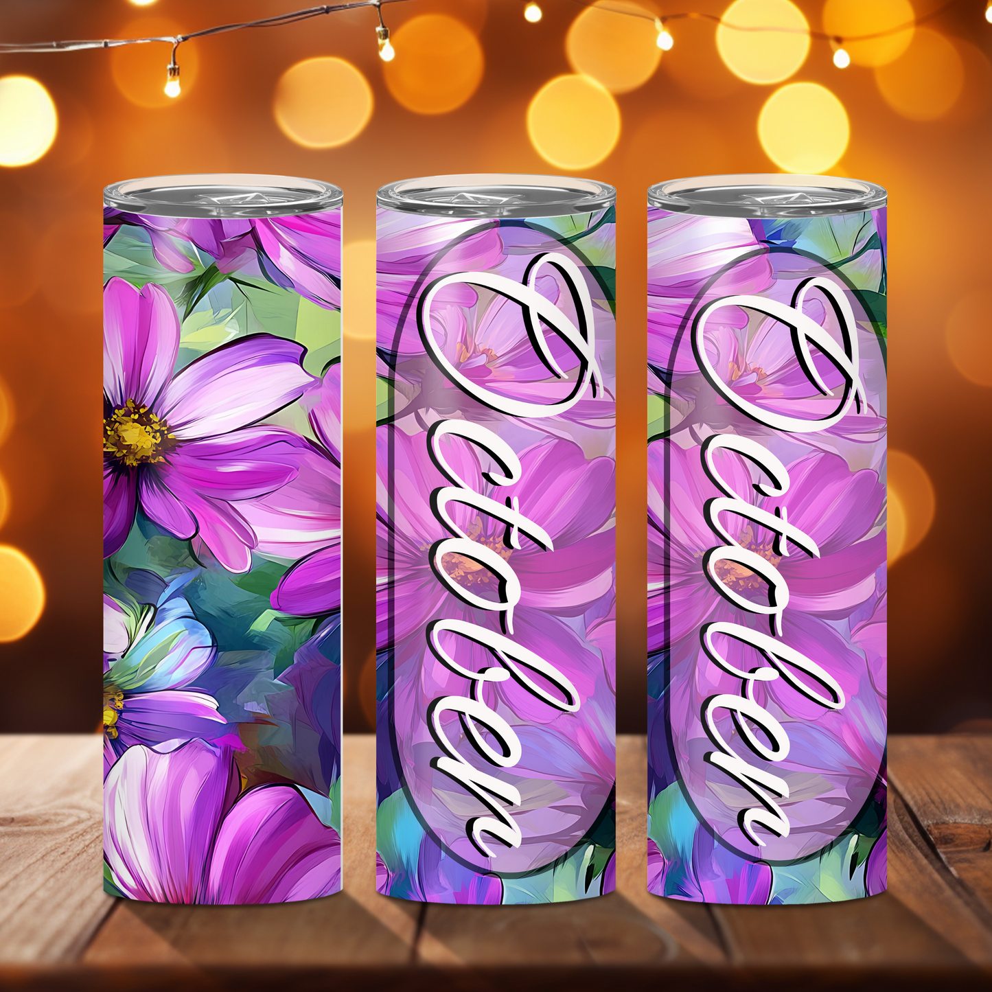 October Cosmo Floral Birthday Tumbler
